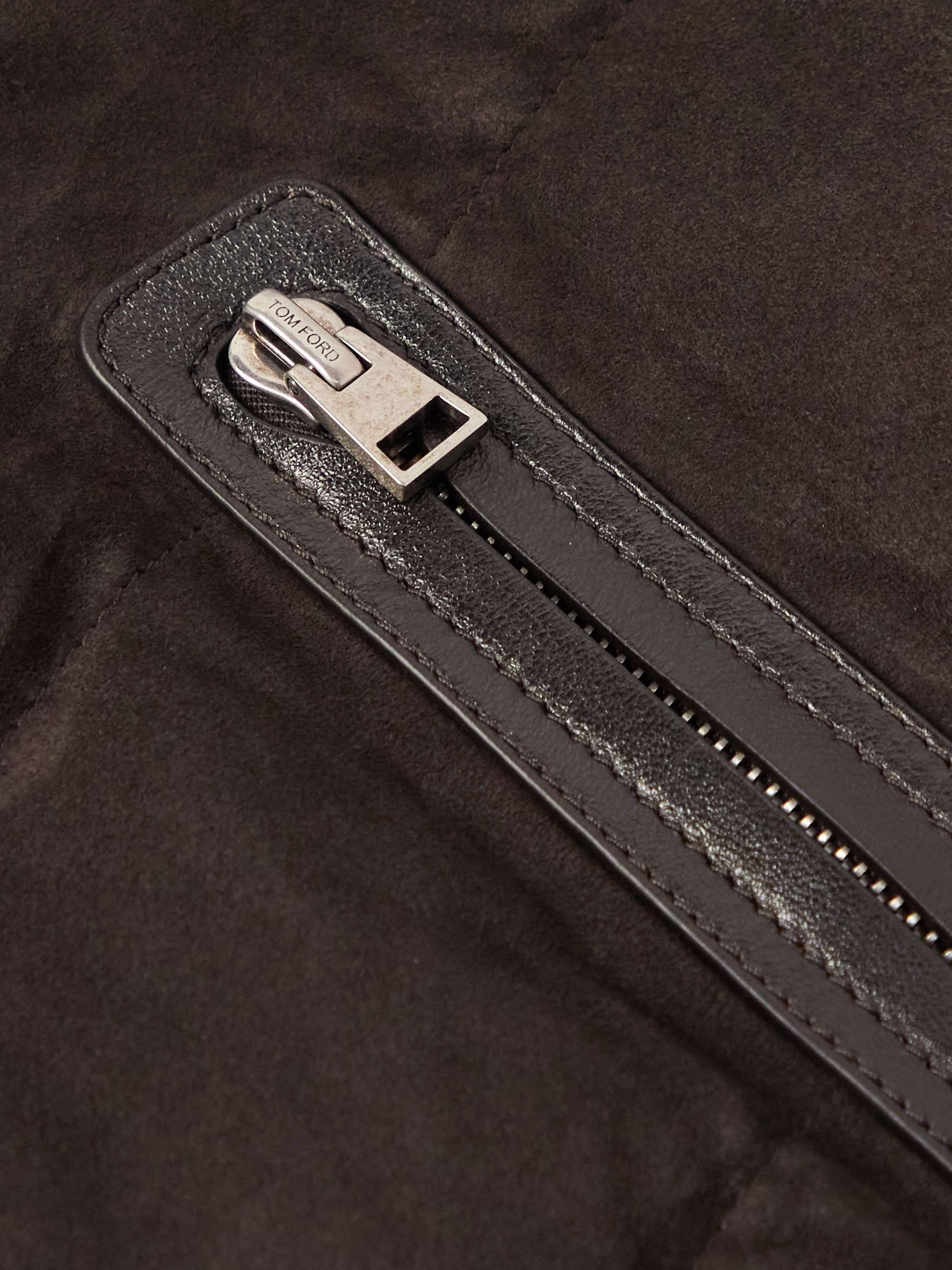 TOM FORD Suede-Panelled Ribbed Merino Wool and Cashmere-Blend Jacket