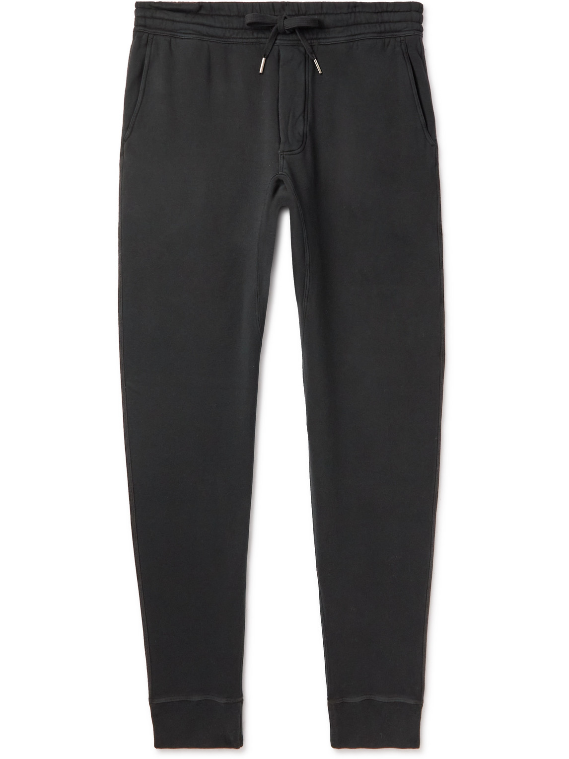 Tom Ford Tapered Garment-dyed Cotton-jersey Sweatpants In Black