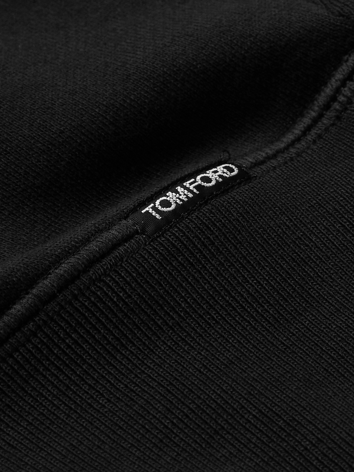 Shop Tom Ford Garment-dyed Cotton-jersey Hoodie In Black