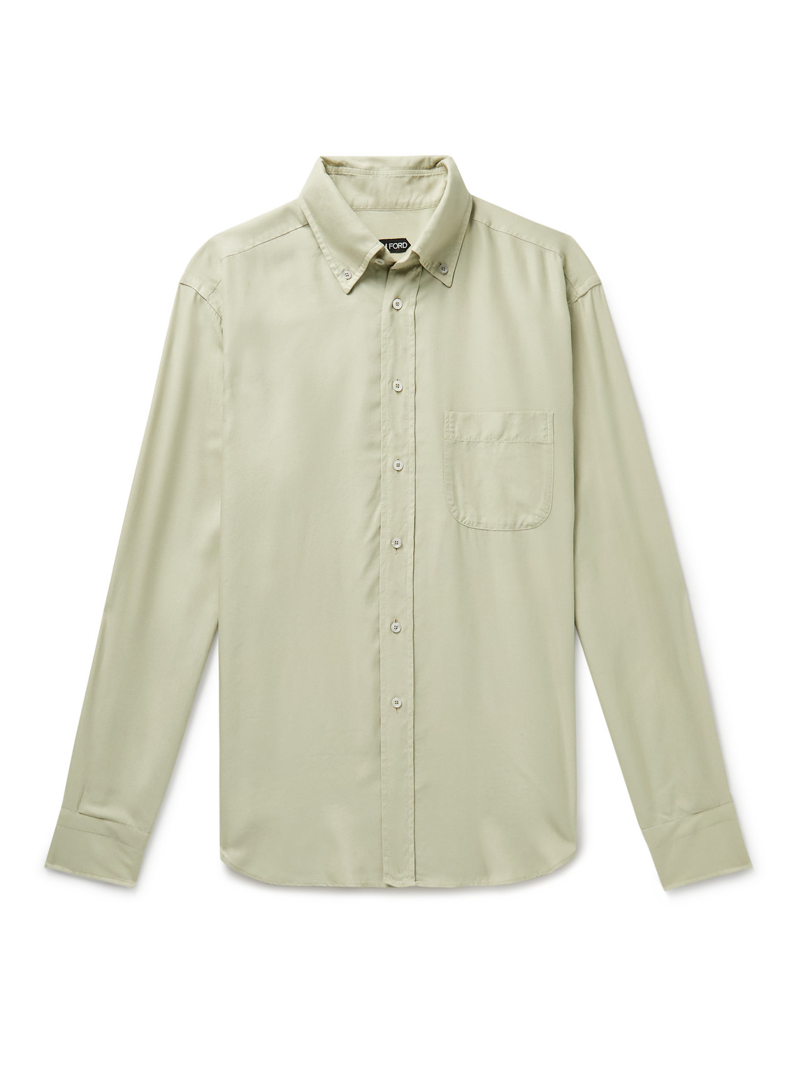 Tom Ford Fluid Fit Lyocell Button-down Shirt In Green