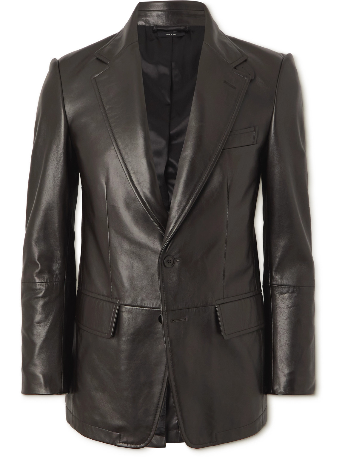 Tom Ford Leather Blazer In Brown