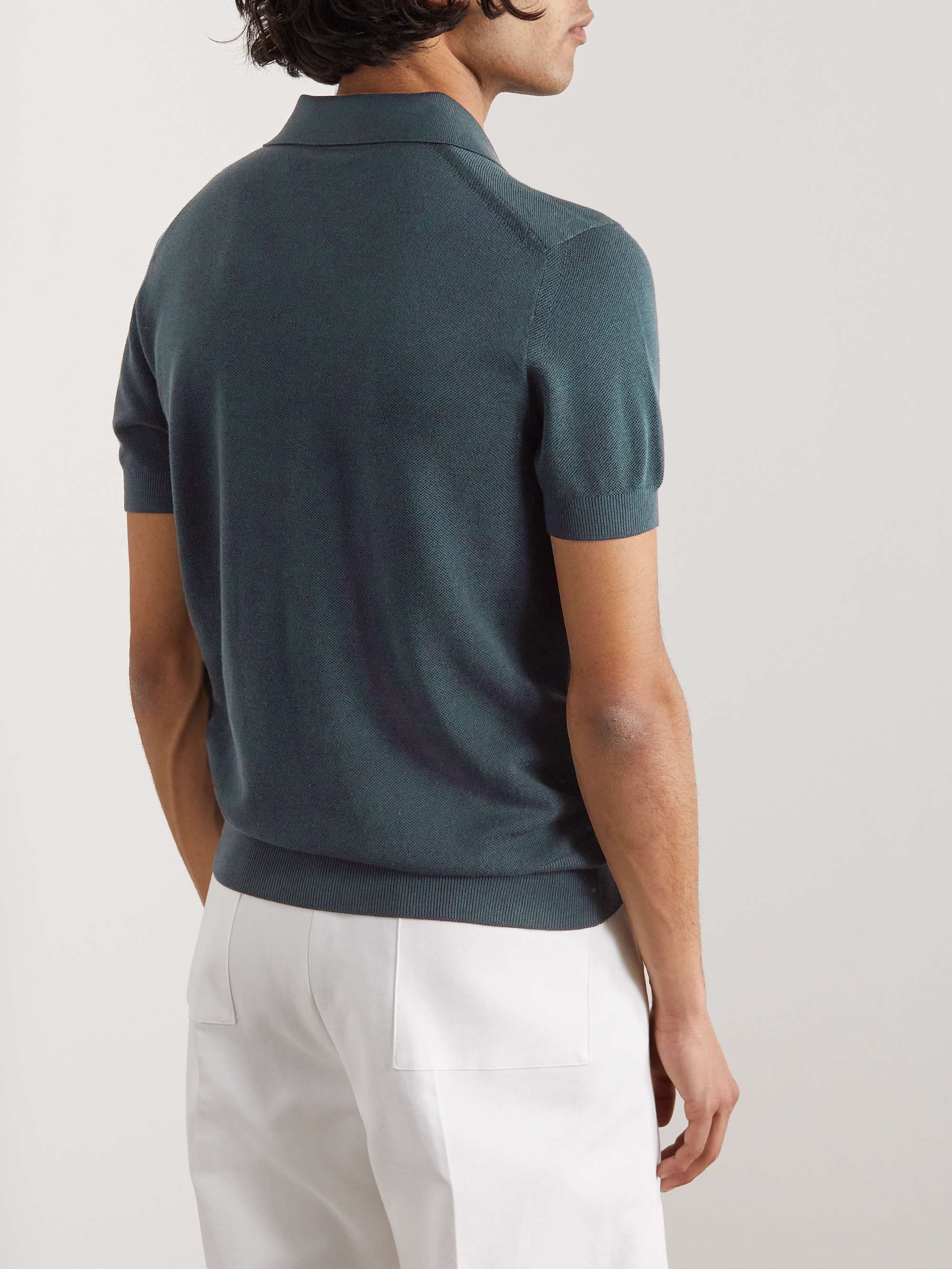 TOM FORD Silk and Cotton-Blend Piqué Polo Shirt