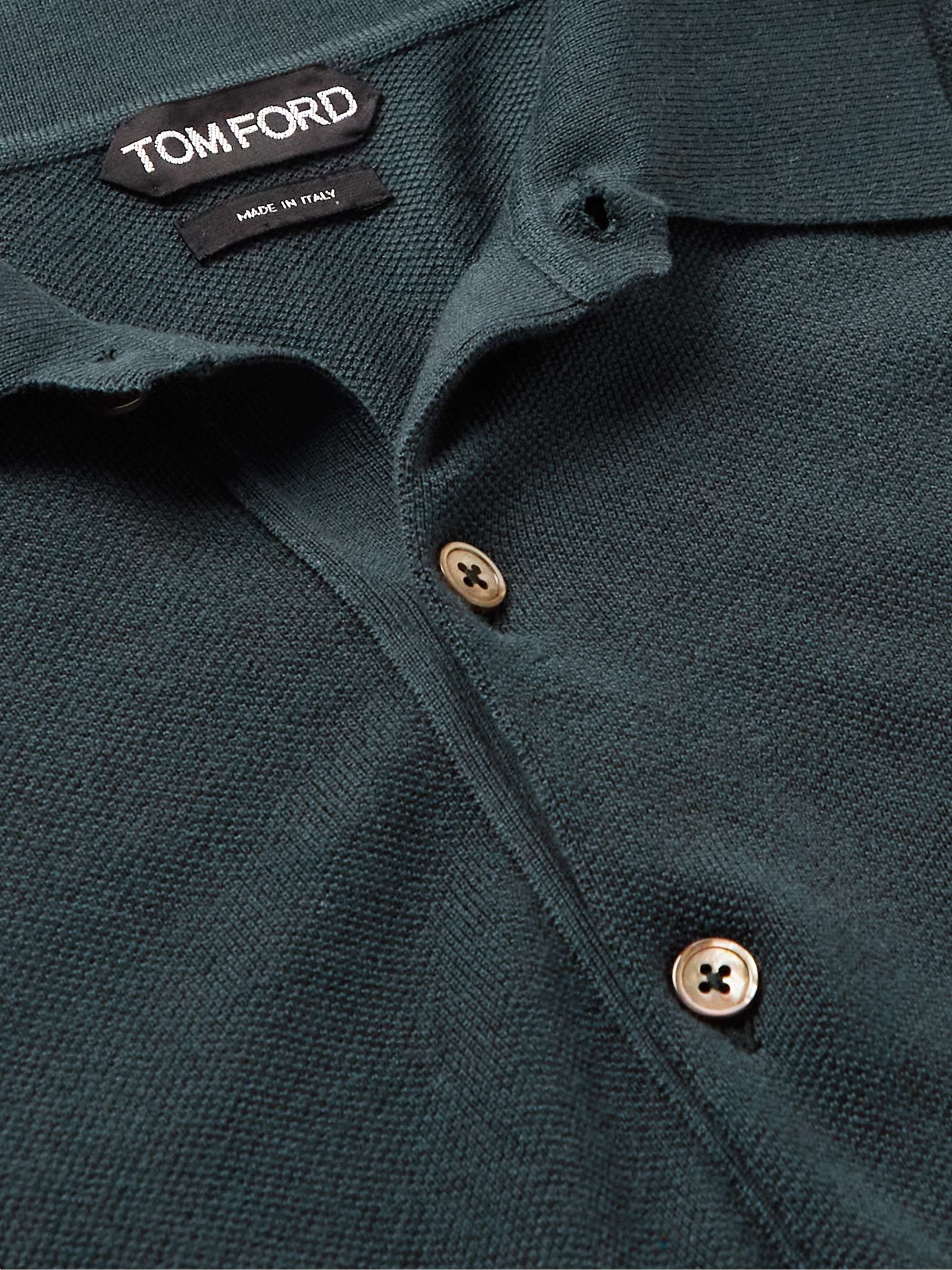 TOM FORD Silk and Cotton-Blend Piqué Polo Shirt