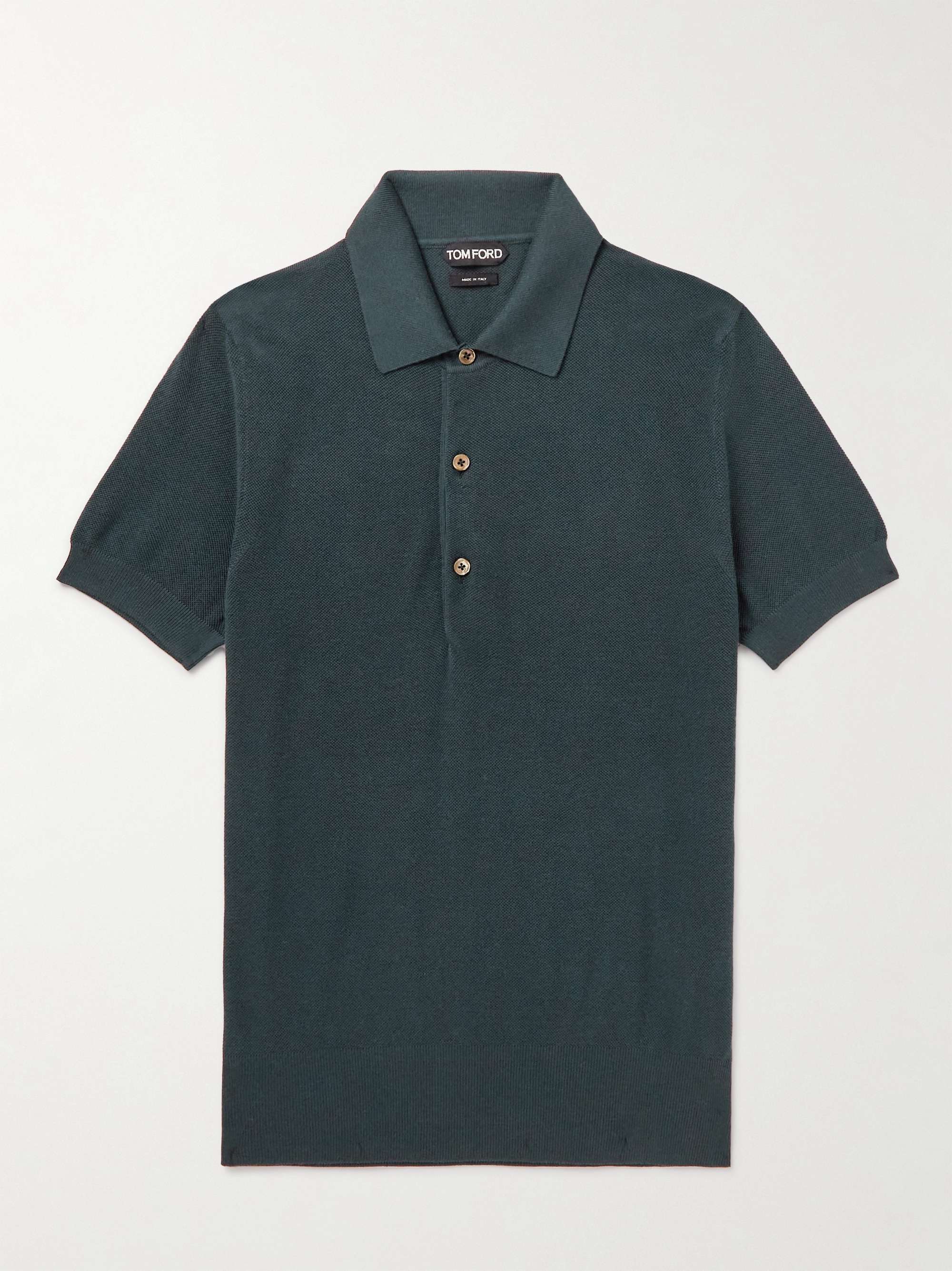 TOM FORD Silk and Cotton-Blend Piqué Polo Shirt