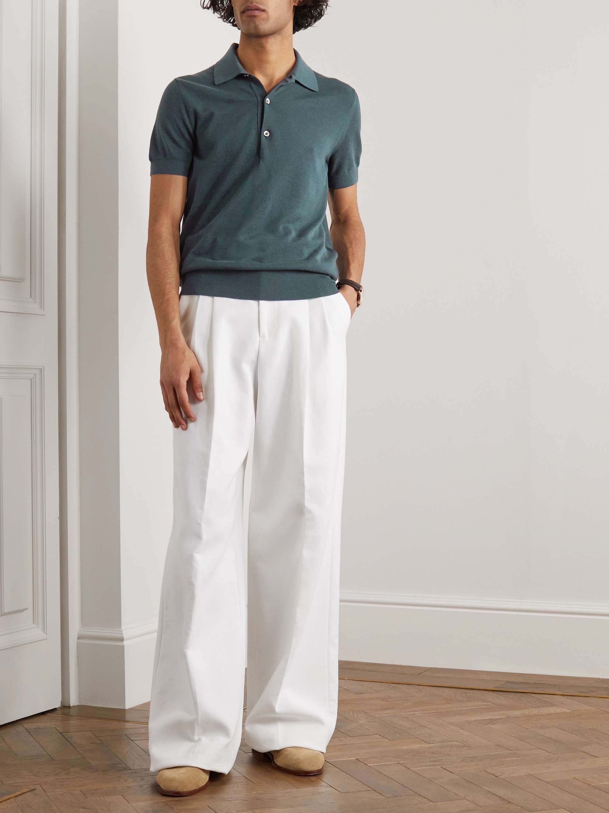 TOM FORD Silk and Cotton-Blend Piqué Polo Shirt