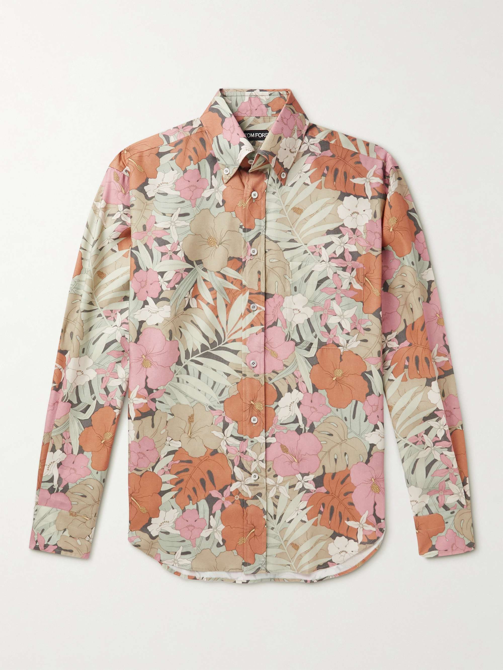 TOM FORD Button-Down Collar Floral-Print Silk Shirt for Men | MR PORTER