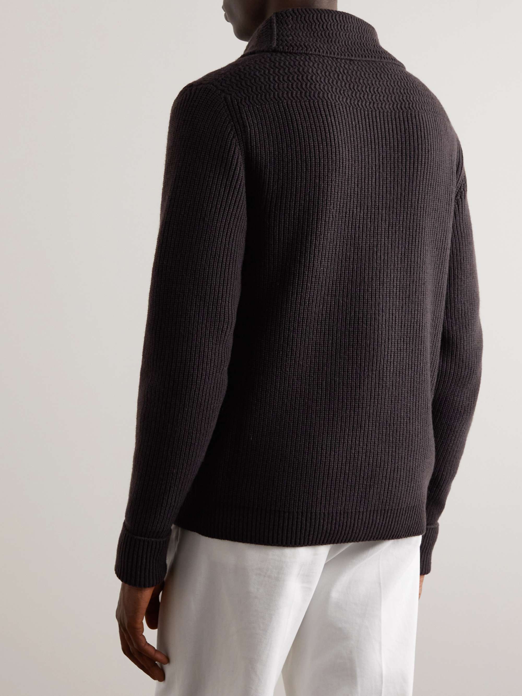 TOM FORD Shawl-Collar Ribbed Cashmere Cardigan