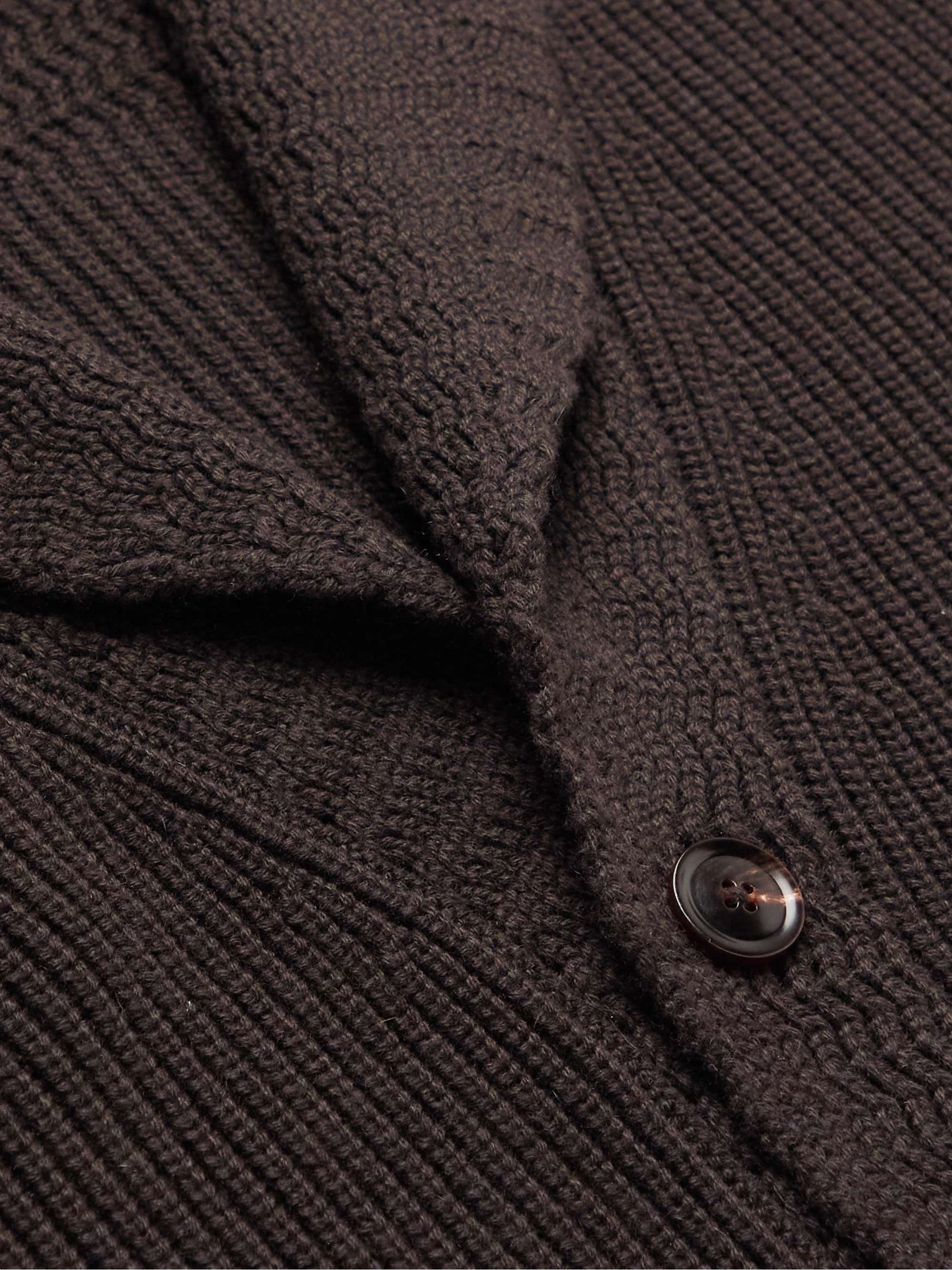 TOM FORD Shawl-Collar Ribbed Cashmere Cardigan