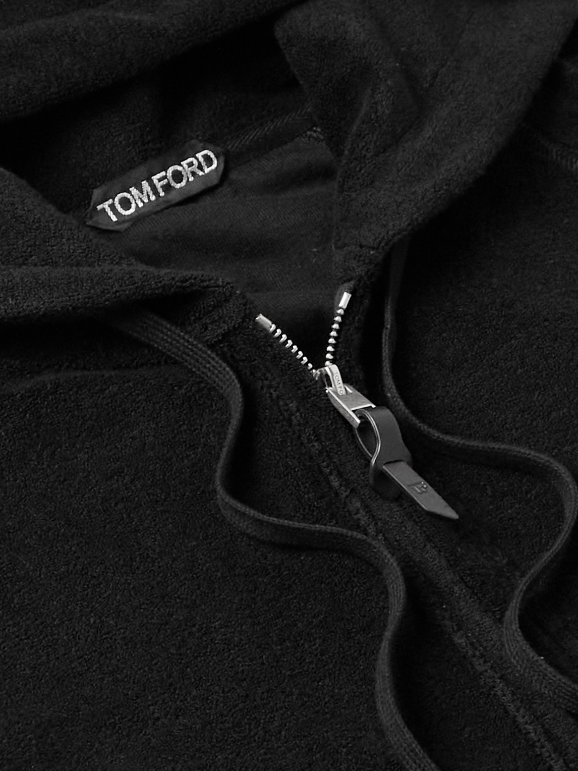 Shop Tom Ford Slim-fit Cotton-terry Zip-up Hoodie In Black