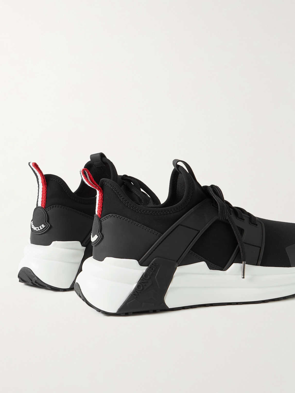 Shop Moncler Lunarove Rubber And Leather-trimmed Neoprene Sneakers In Black