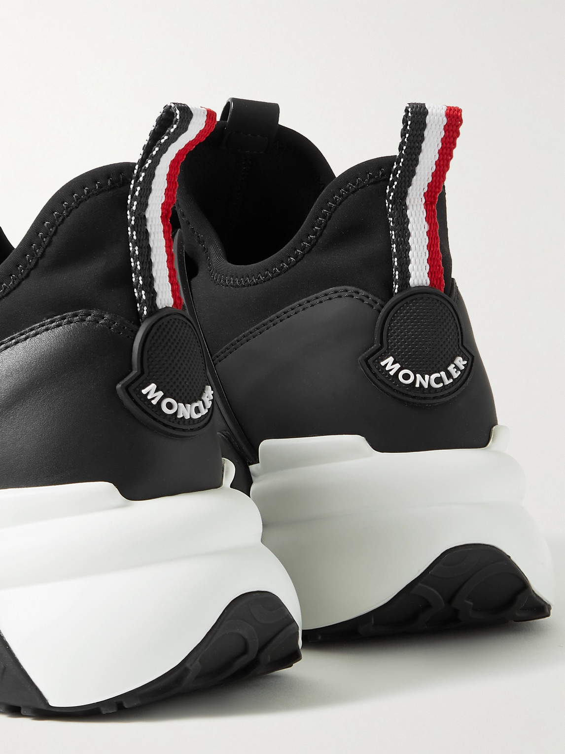 Shop Moncler Lunarove Rubber And Leather-trimmed Neoprene Sneakers In Black