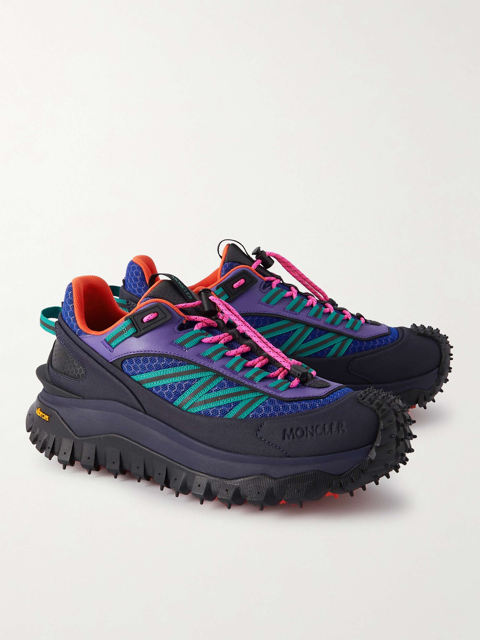 Trailgrip Leather-Trimmed Mesh and Rubber Sneakers
