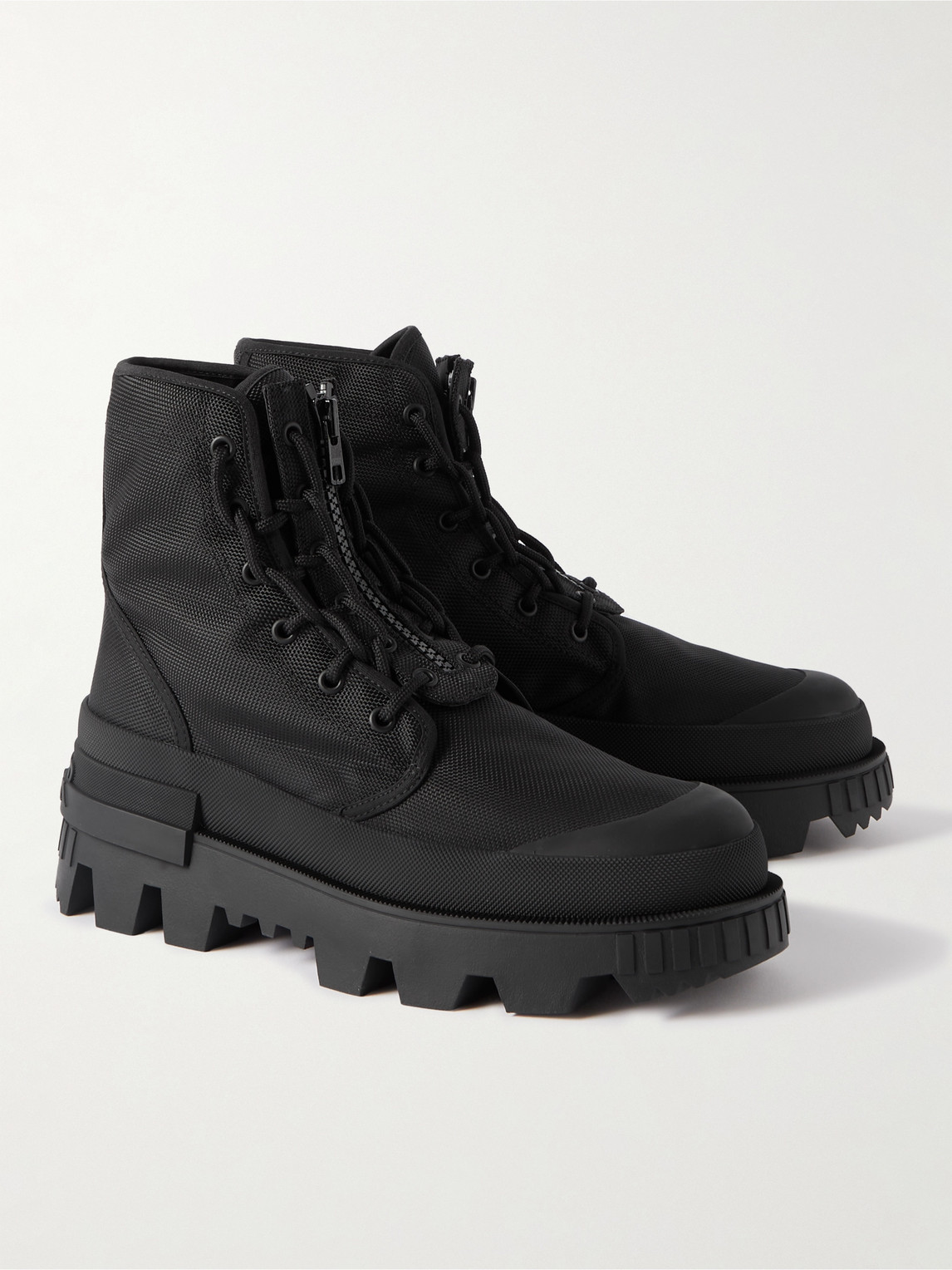 Shop Moncler Hyke Desertyx Canvas And Rubber Ankle Boots In Black