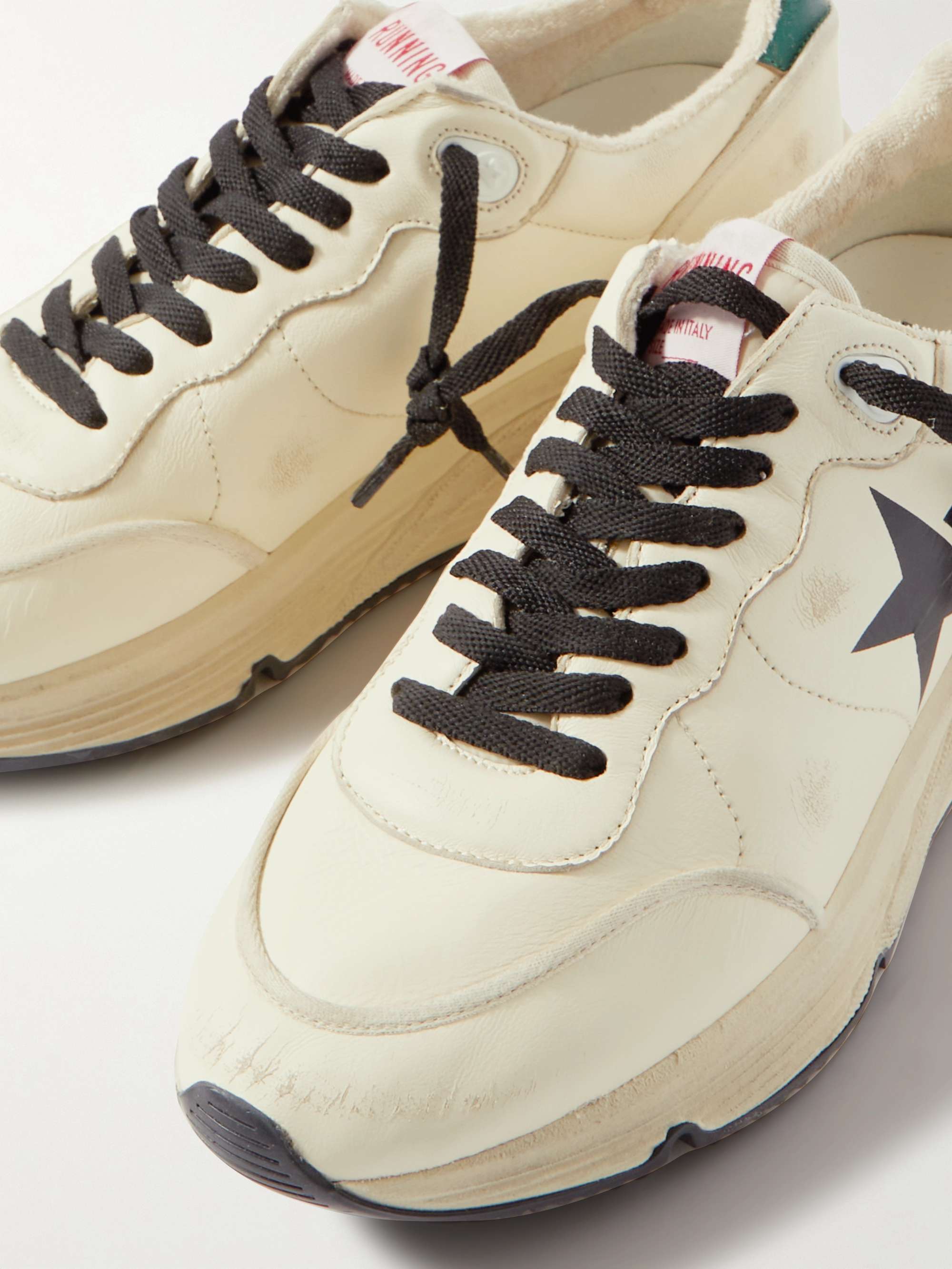 GOLDEN GOOSE Running Sole Distressed Leather Sneakers