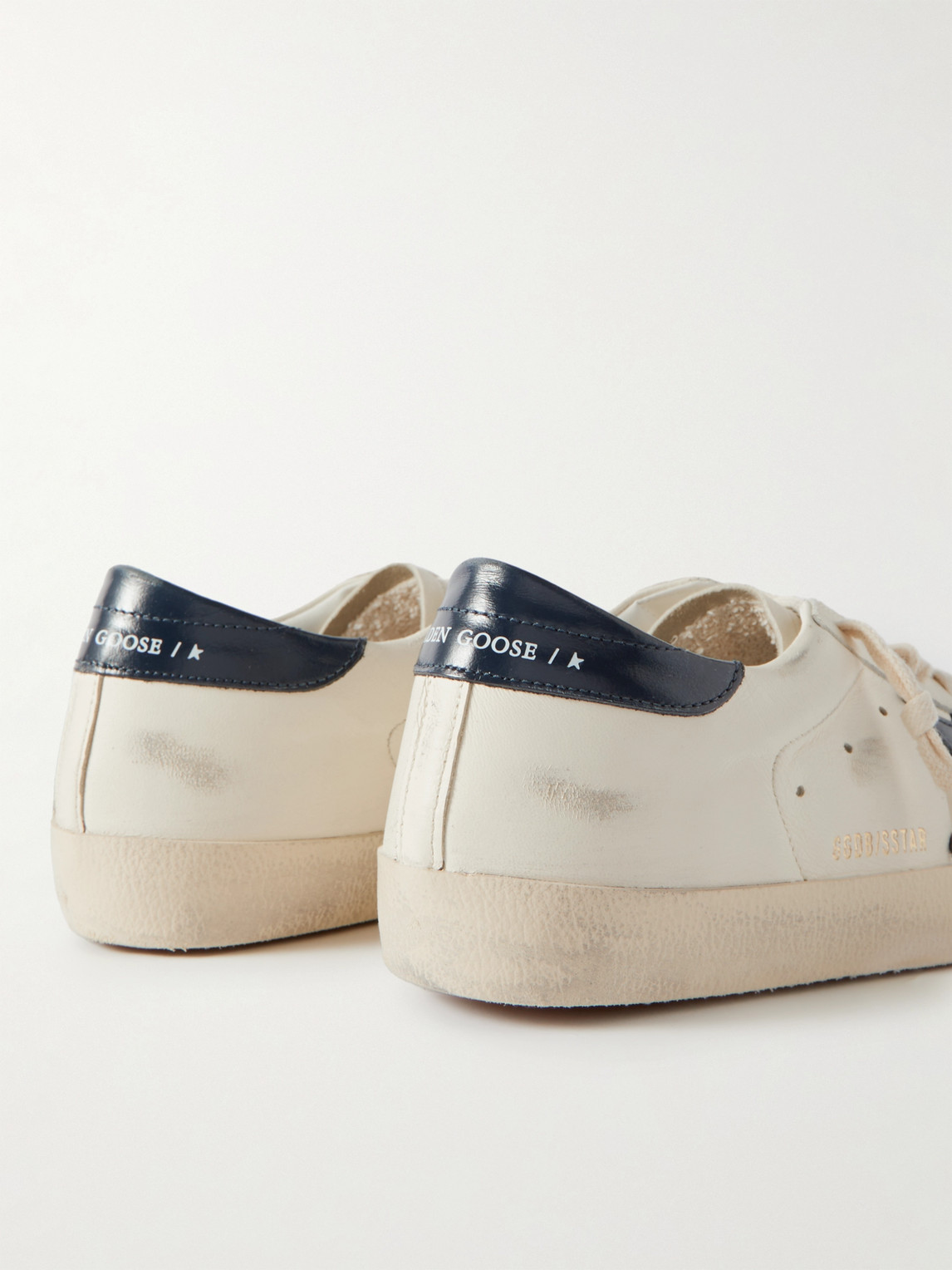 Shop Golden Goose Superstar Distressed Leather Sneakers In White