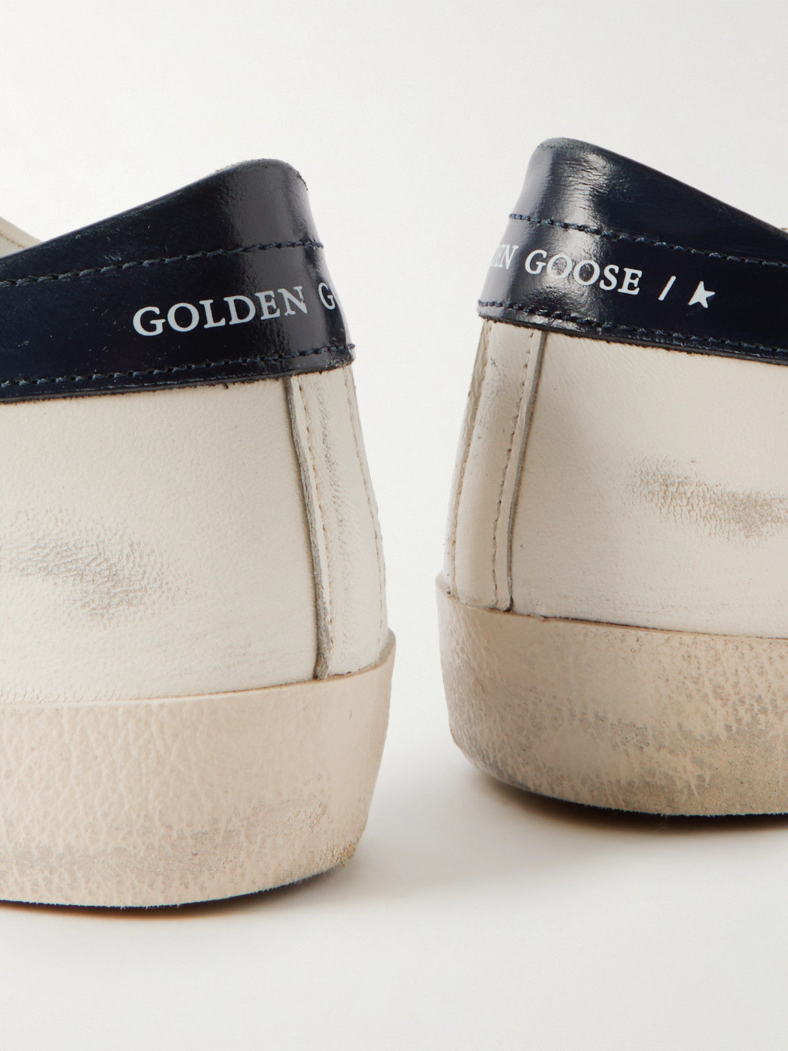 Shop Golden Goose Superstar Distressed Leather Sneakers In White