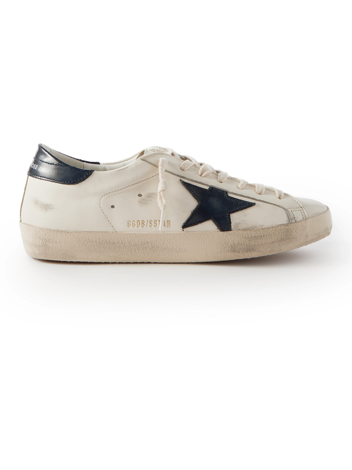 Shop Golden Goose Superstar Distressed Leather Sneakers In White