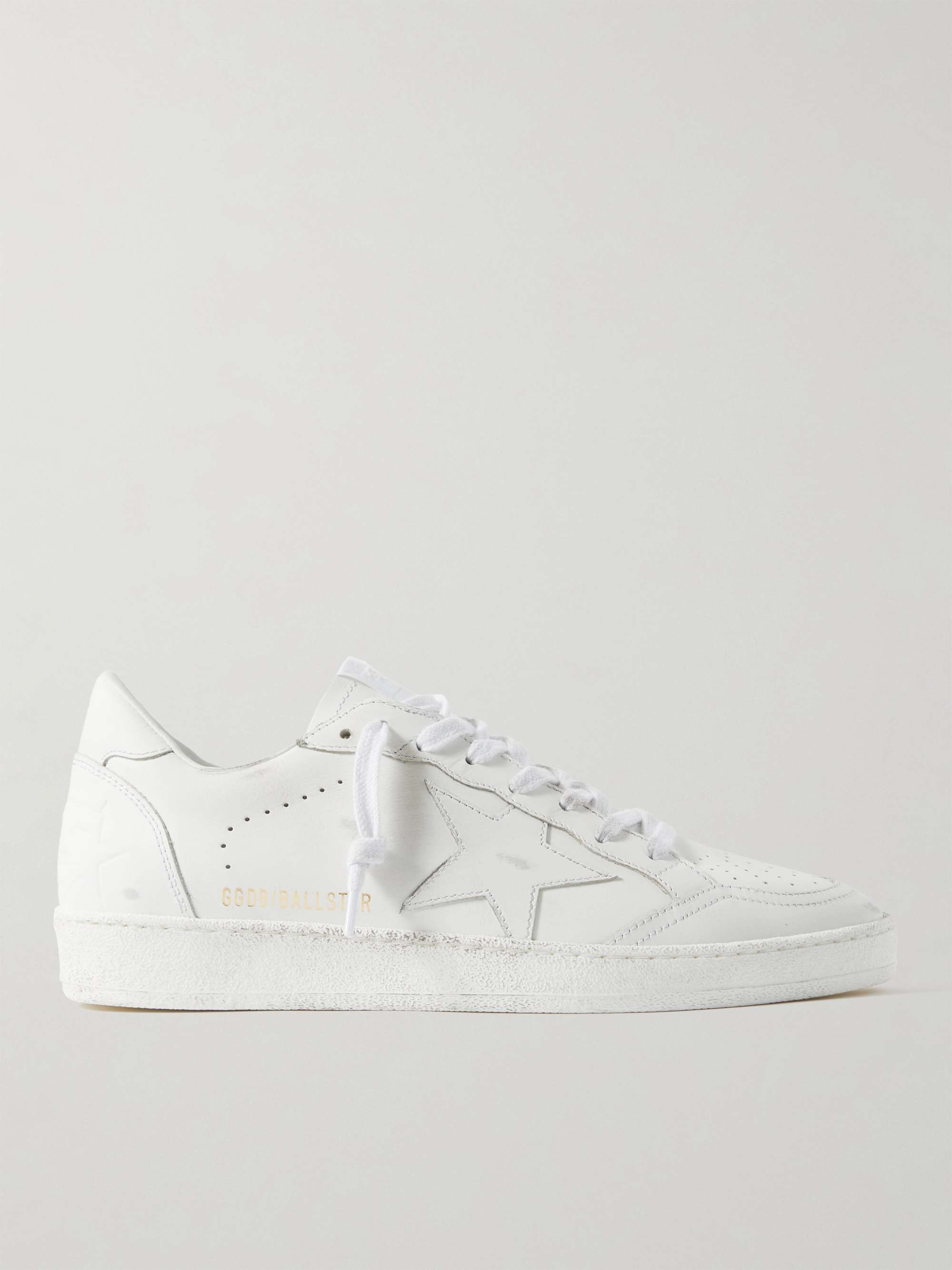 Ball Star Distressed Leather Sneakers