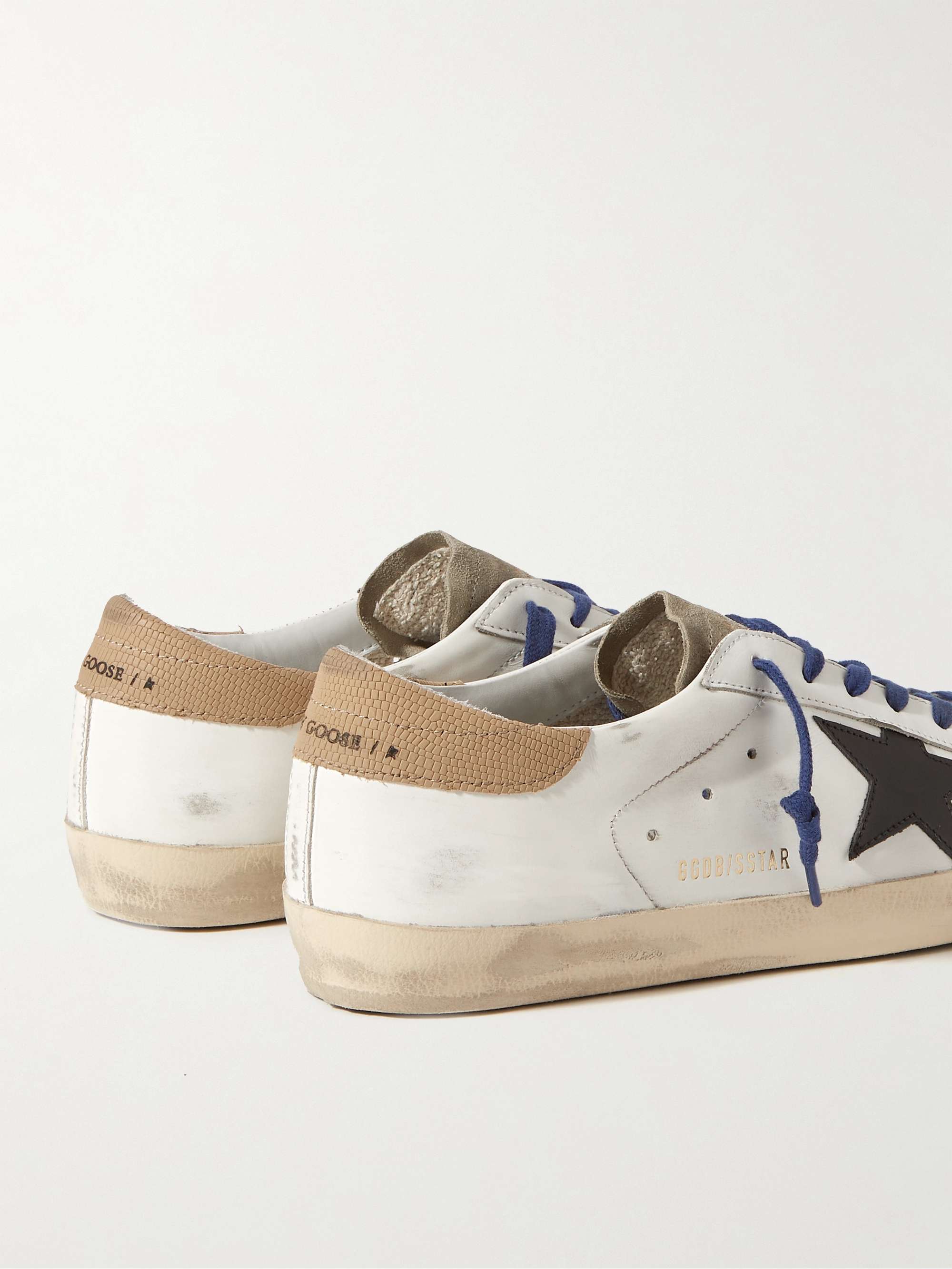 GOLDEN GOOSE Superstar Distressed Leather and Suede Sneakers