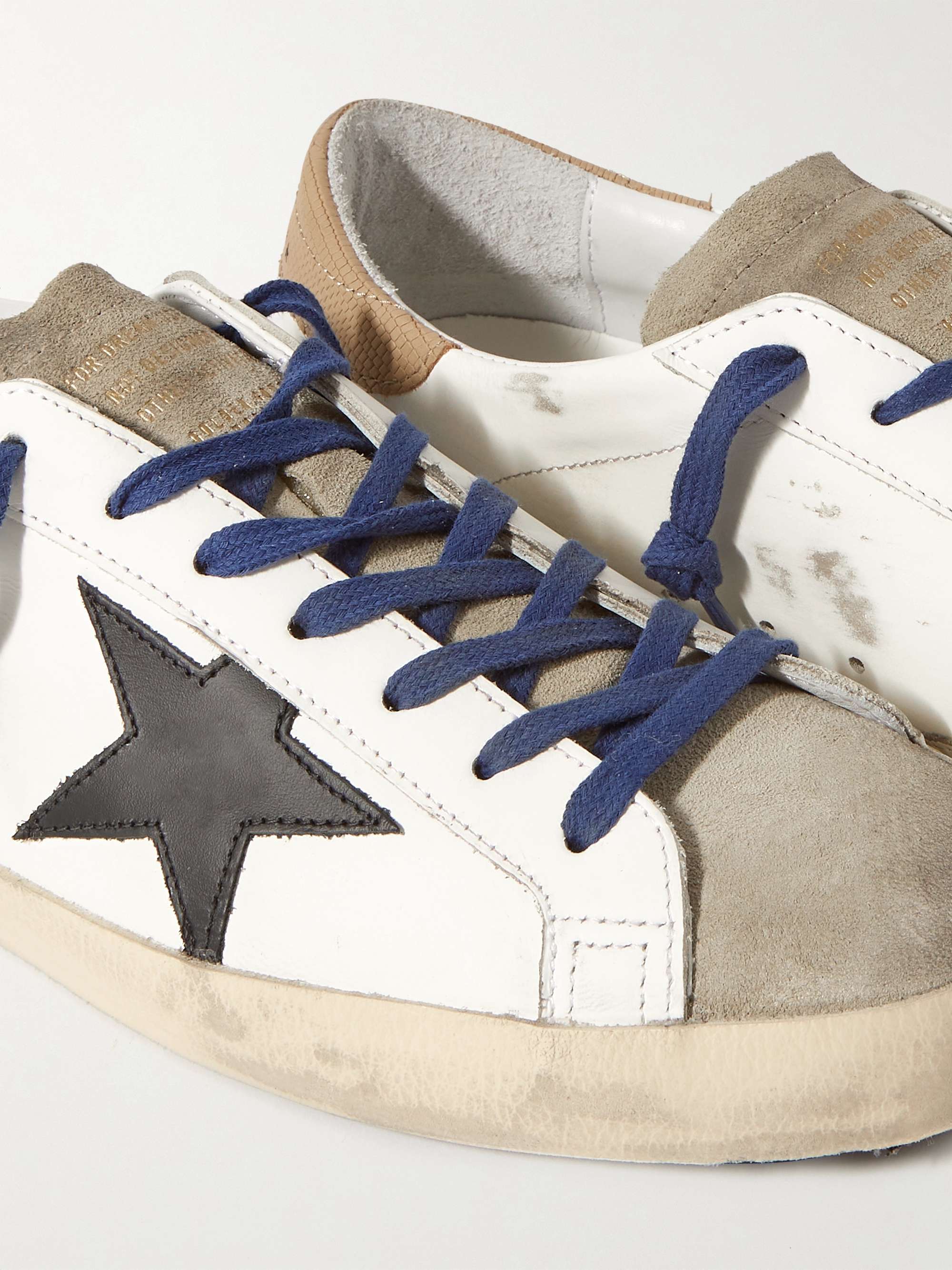 GOLDEN GOOSE Superstar Distressed Leather and Suede Sneakers