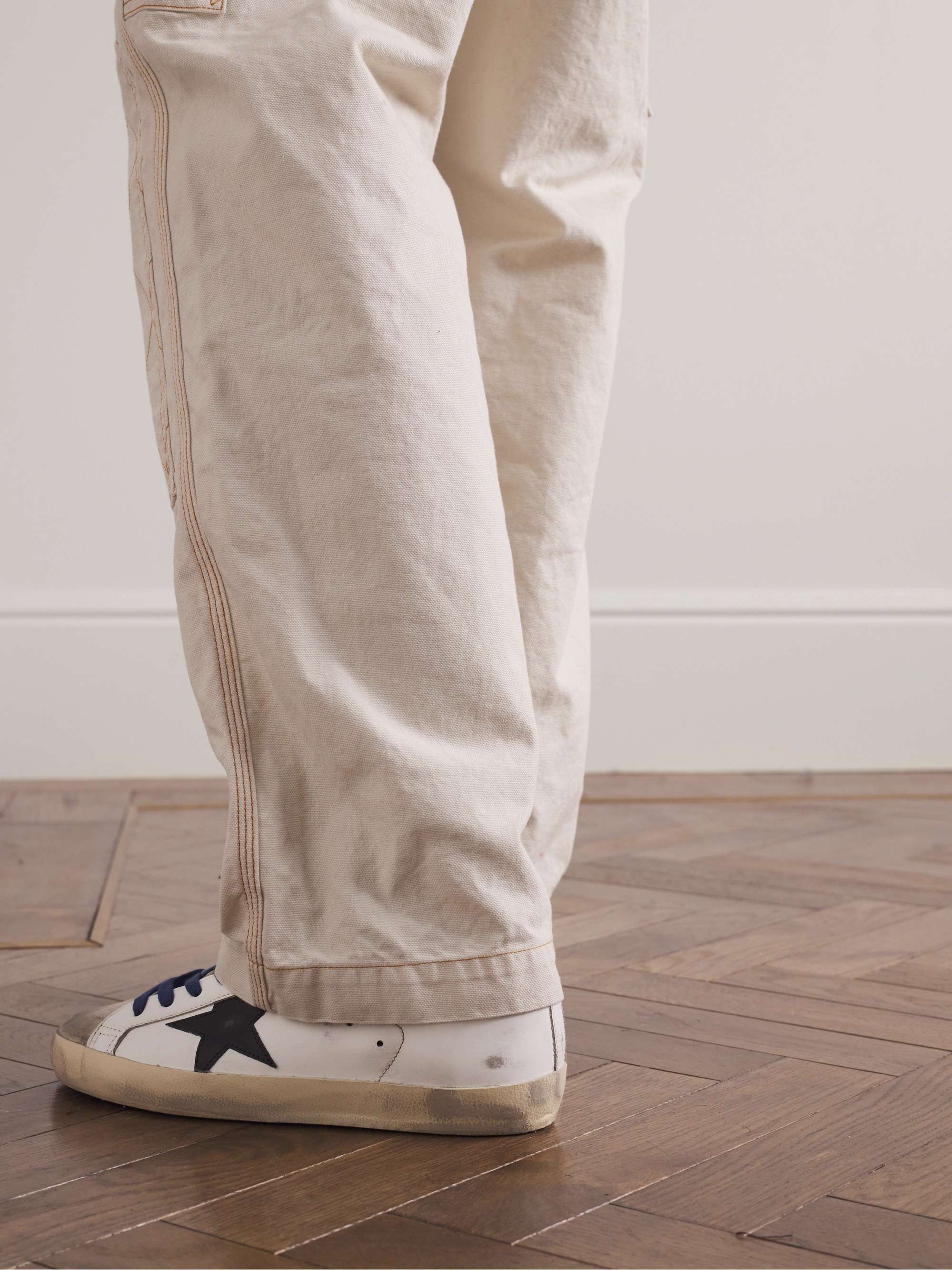 GOLDEN GOOSE Superstar Distressed Leather and Suede Sneakers