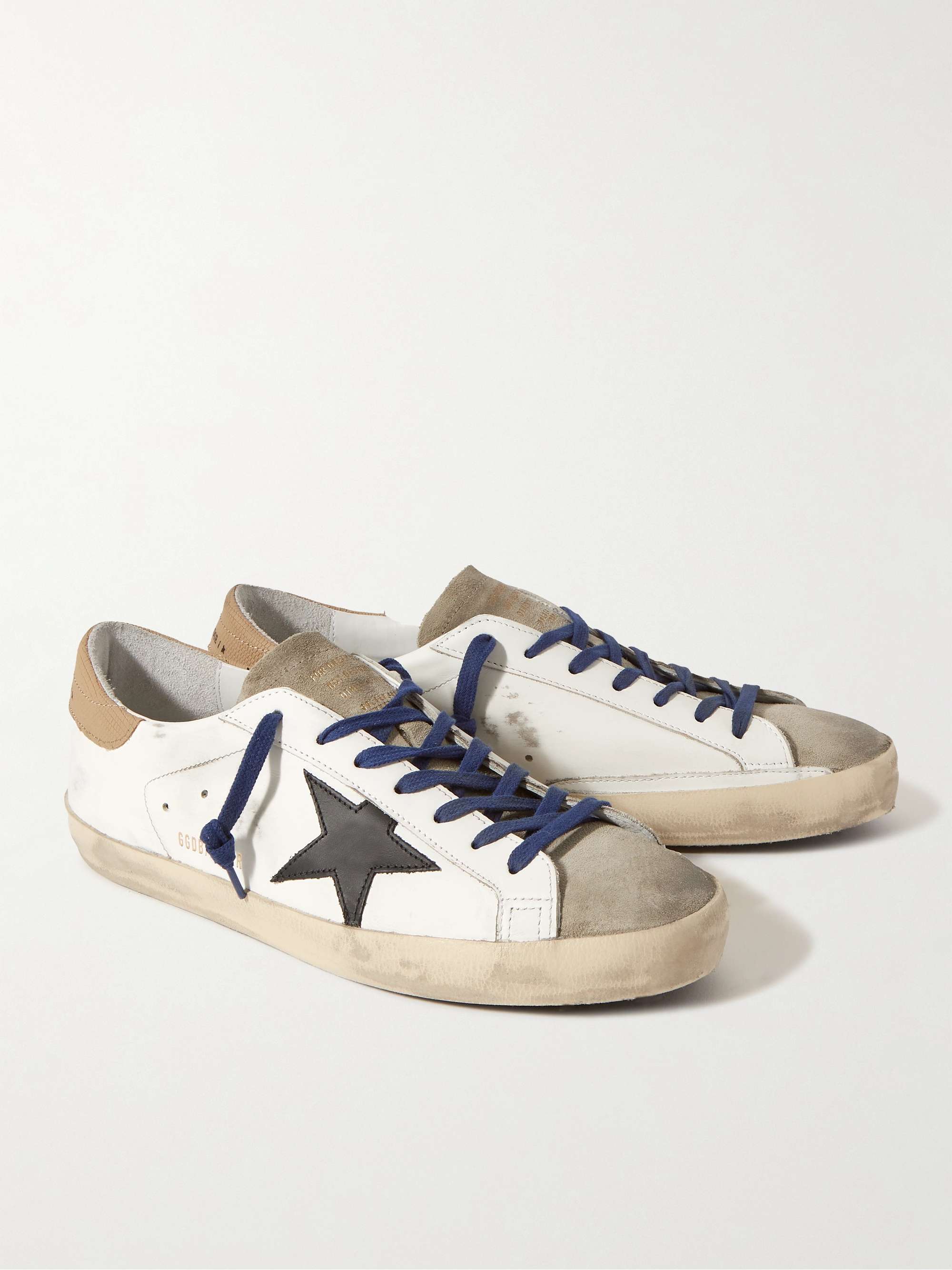 GOLDEN GOOSE Superstar Distressed Leather and Suede Sneakers