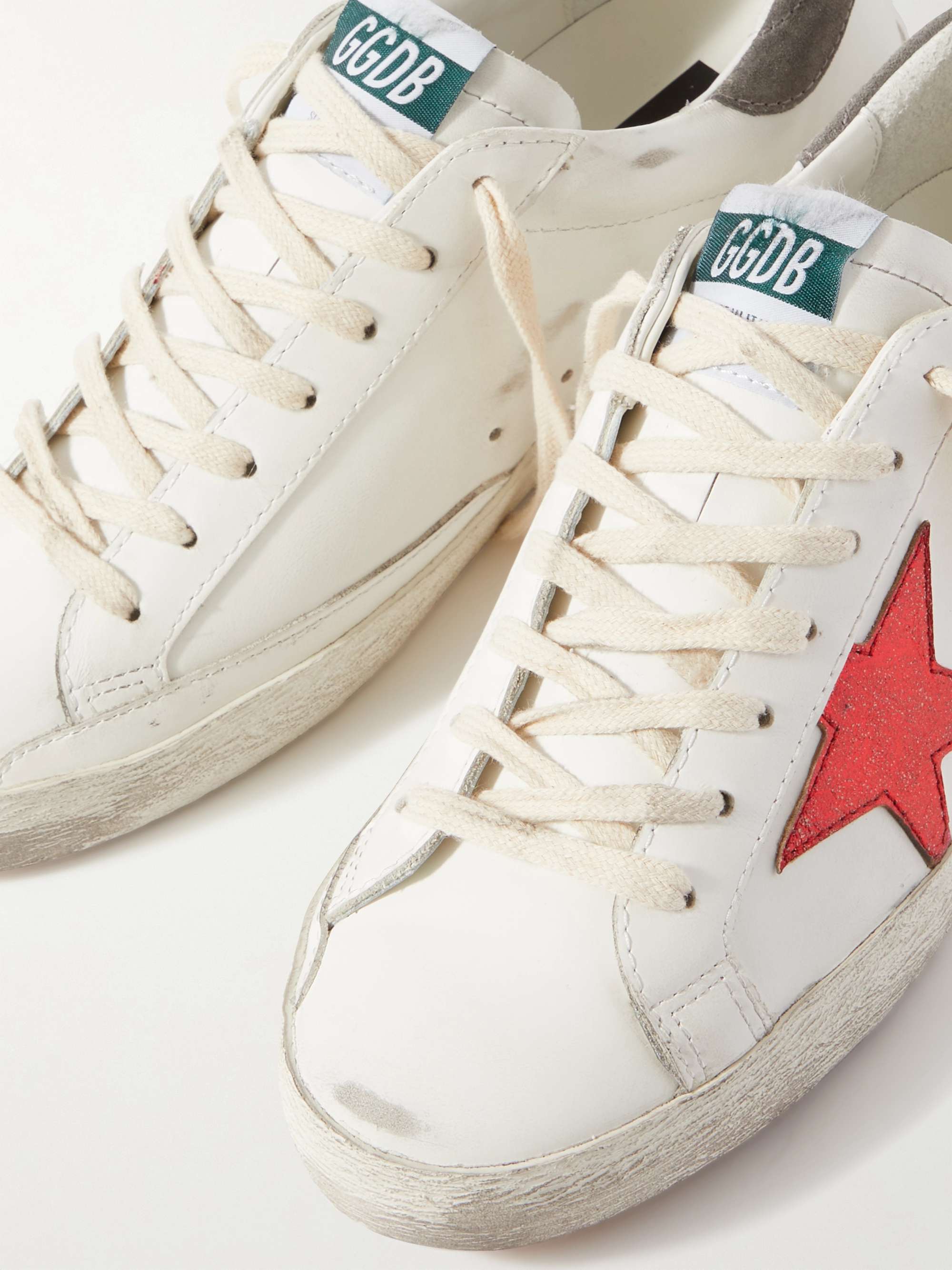 GOLDEN GOOSE Superstar Distressed Leather and Suede Sneakers