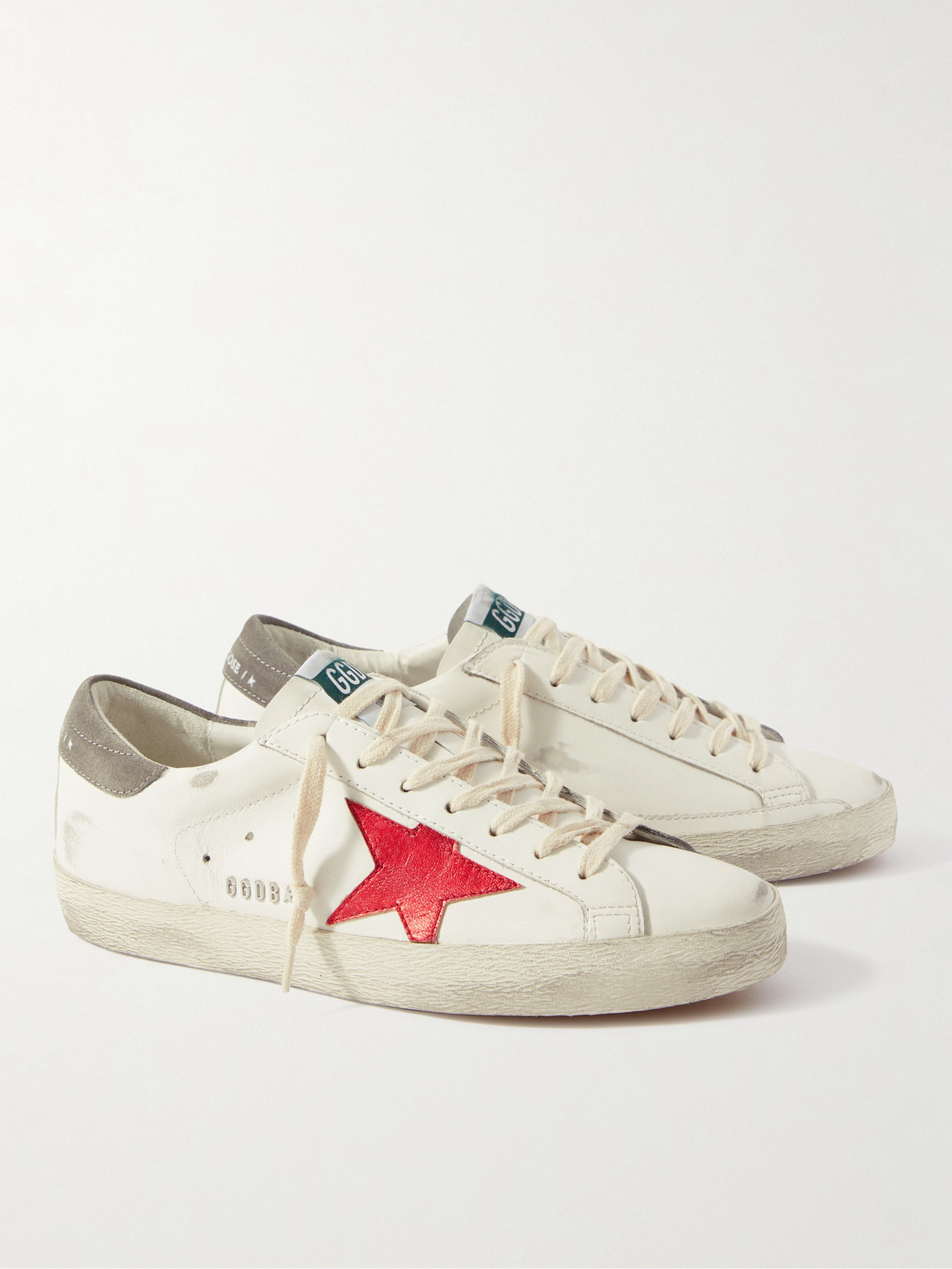 Golden Goose Superstar Distressed Leather And Suede Sneakers In White