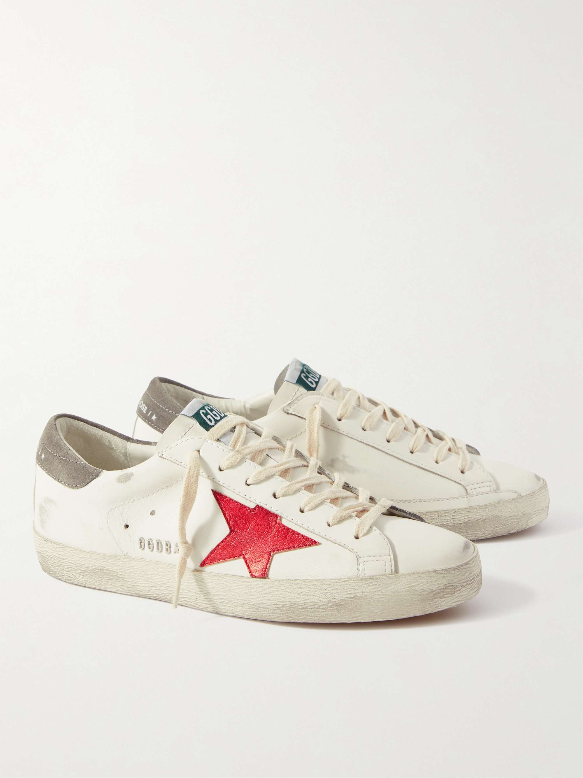GOLDEN GOOSE Superstar Distressed Leather and Suede Sneakers