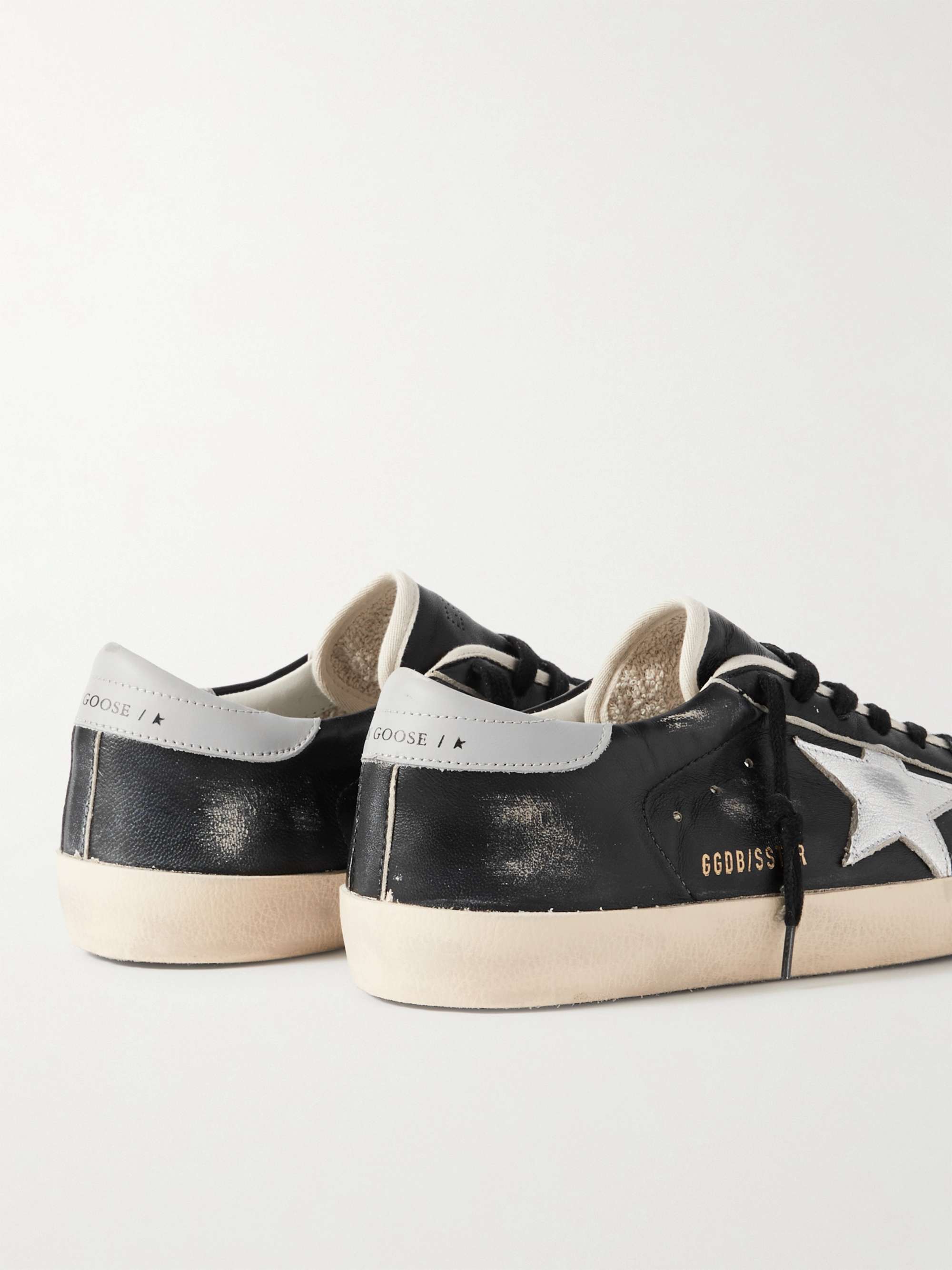 GOLDEN GOOSE Super-Star Distressed Suede-Trimmed Leather Sneakers