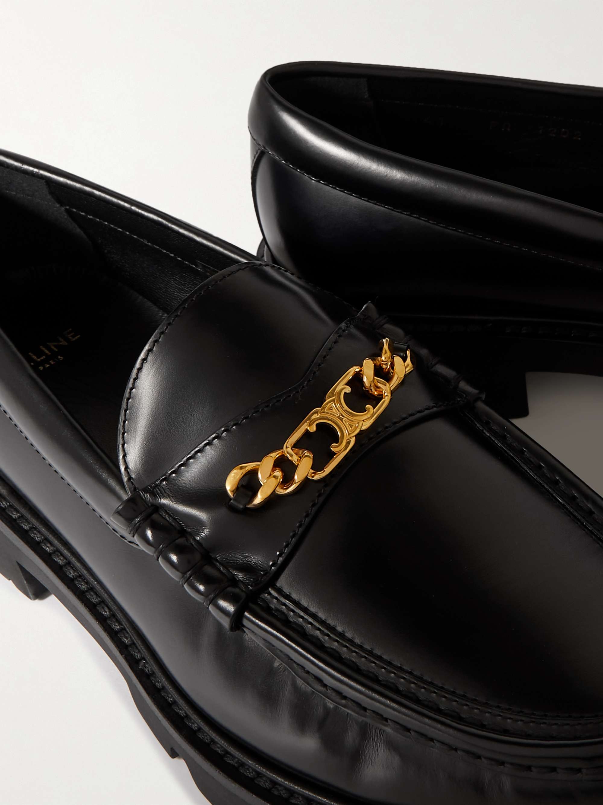 CELINE HOMME Triomphe Embellished Leather Loafers