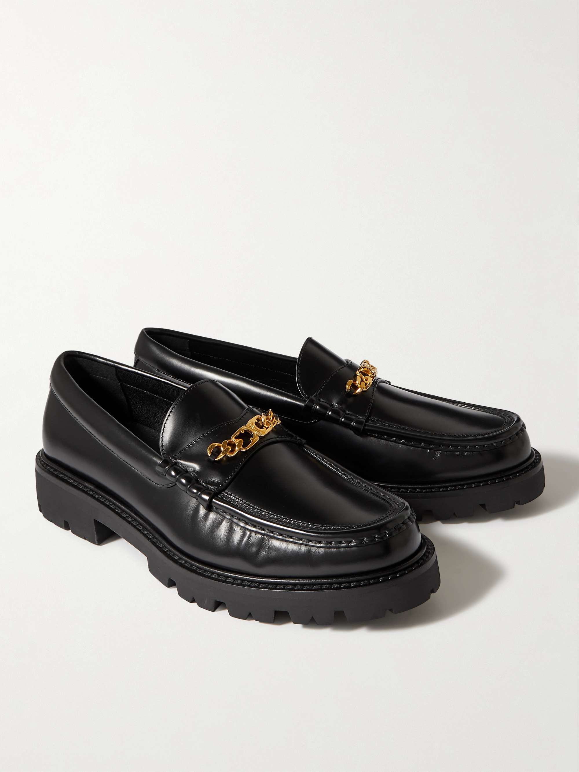 CELINE HOMME Triomphe Embellished Leather Loafers