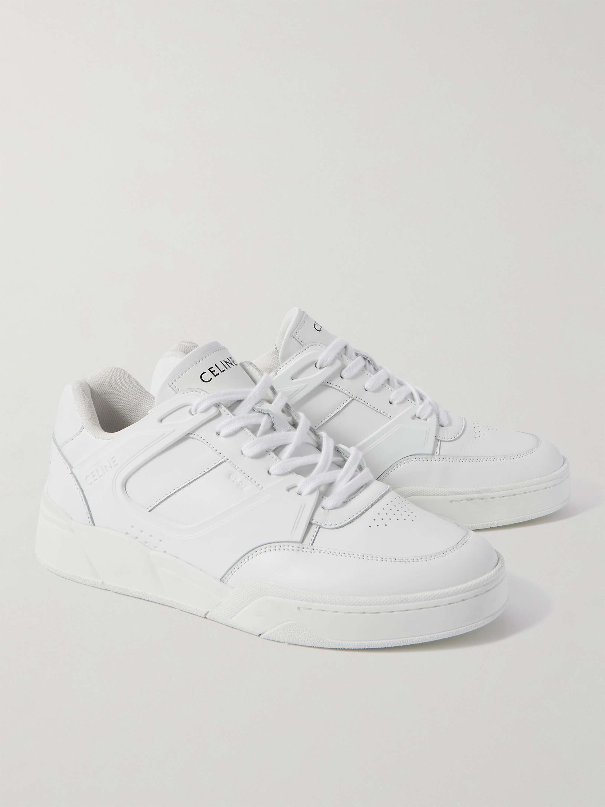 White CT-07 Rubber-Trimmed Leather Sneakers | CELINE HOMME | MR PORTER