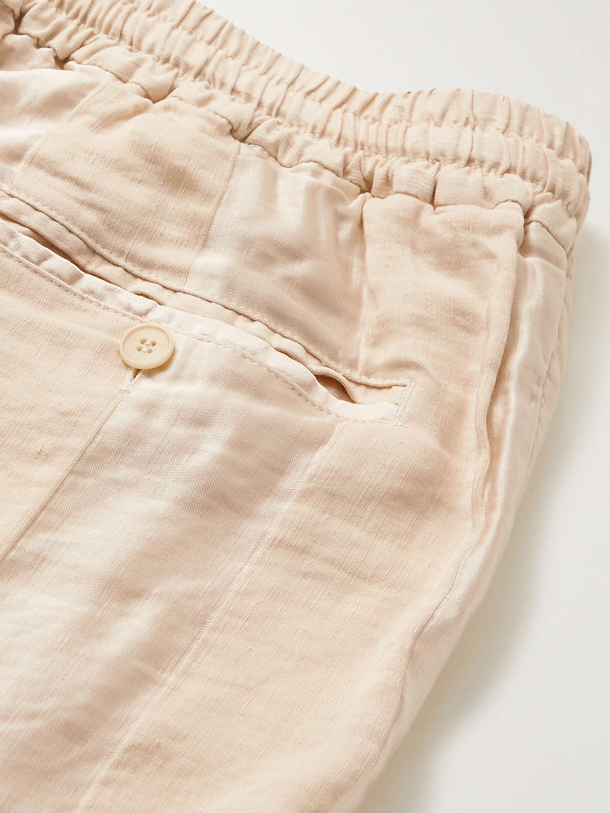 BARENA Ameo Sttraight-Leg Pleated Striped Linen Suit Trousers