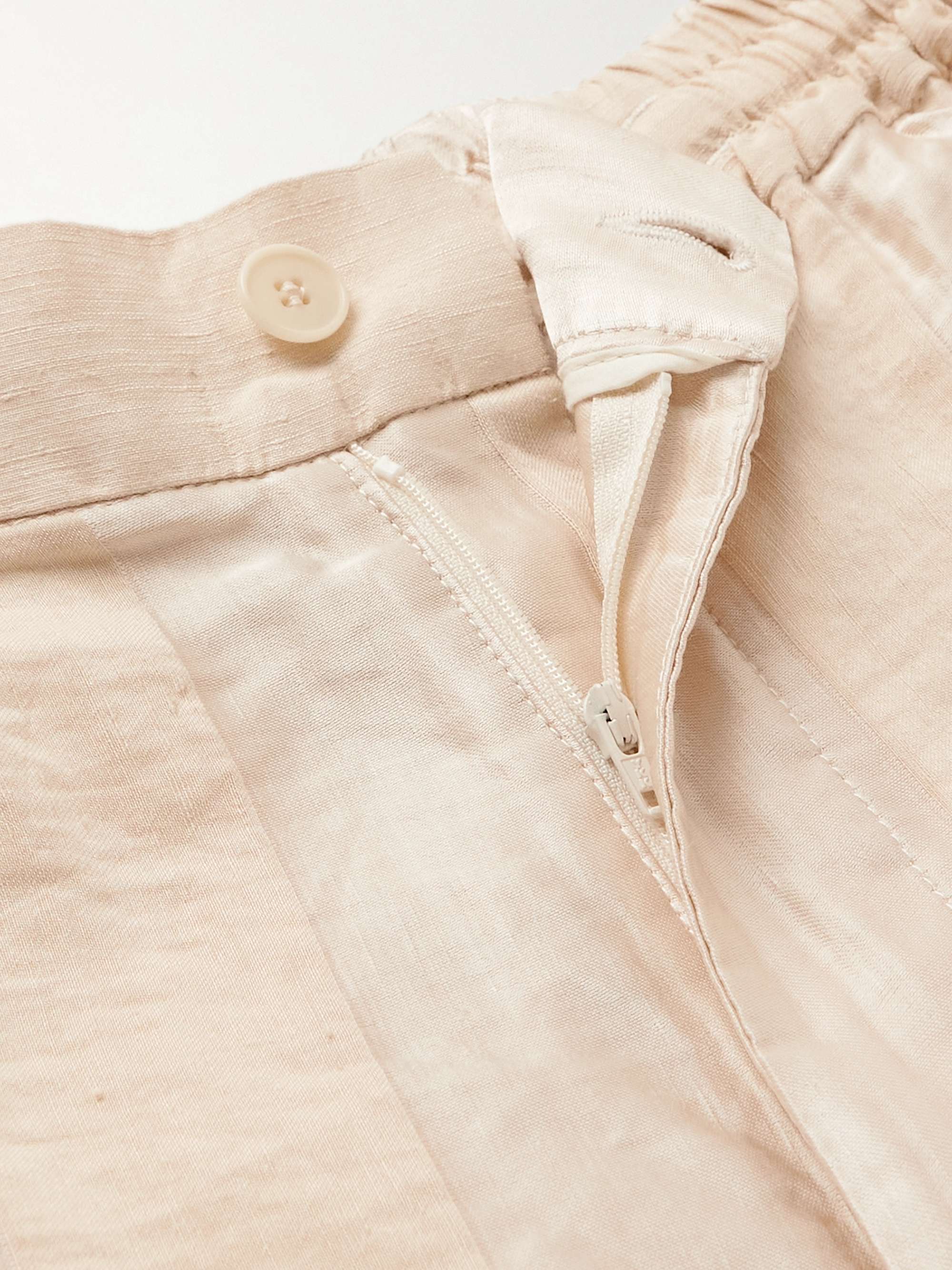 BARENA Ameo Sttraight-Leg Pleated Striped Linen Suit Trousers