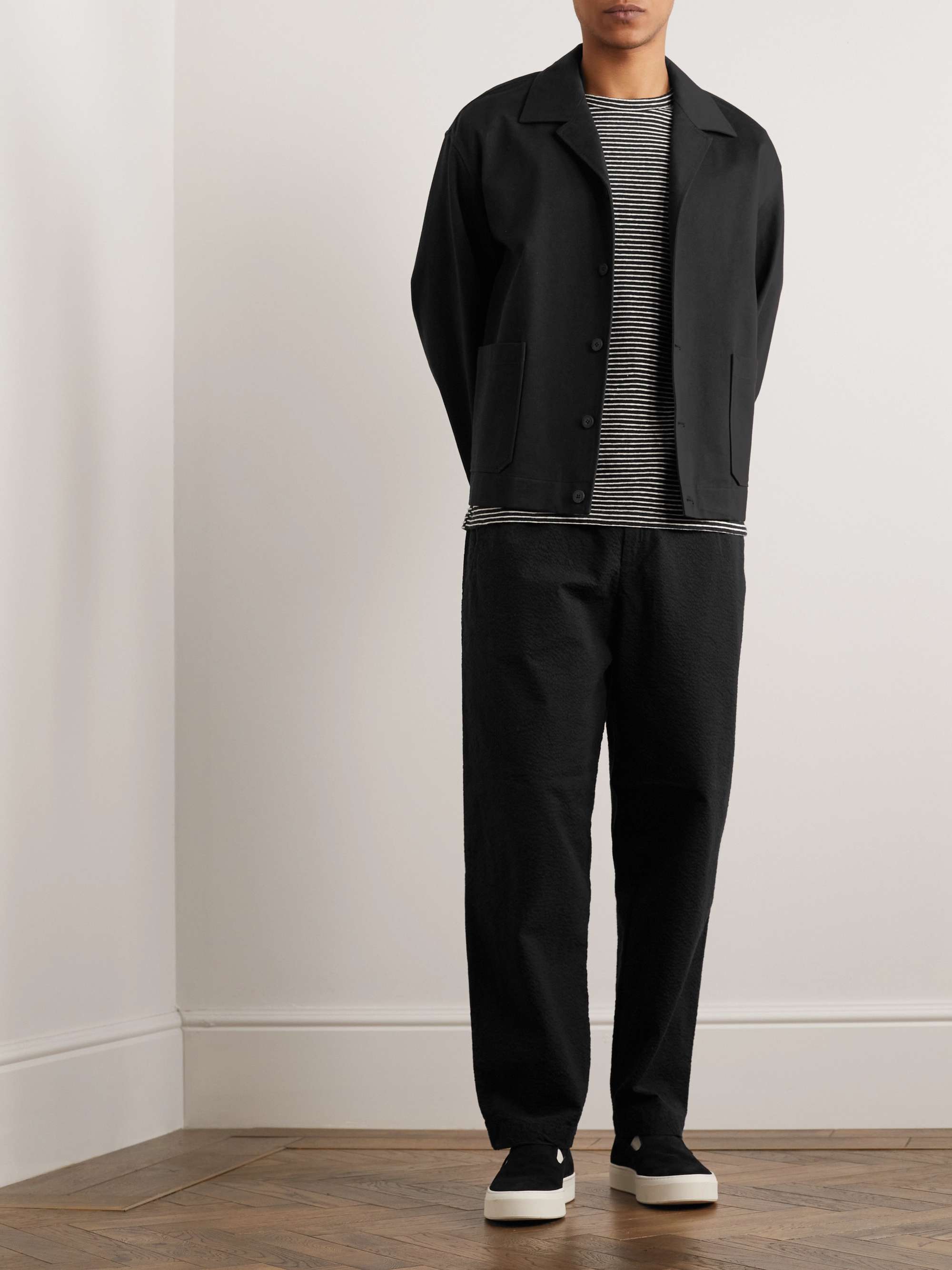BARENA Ameo Tapered Cotton-Blend Seersucker Trousers for Men | MR