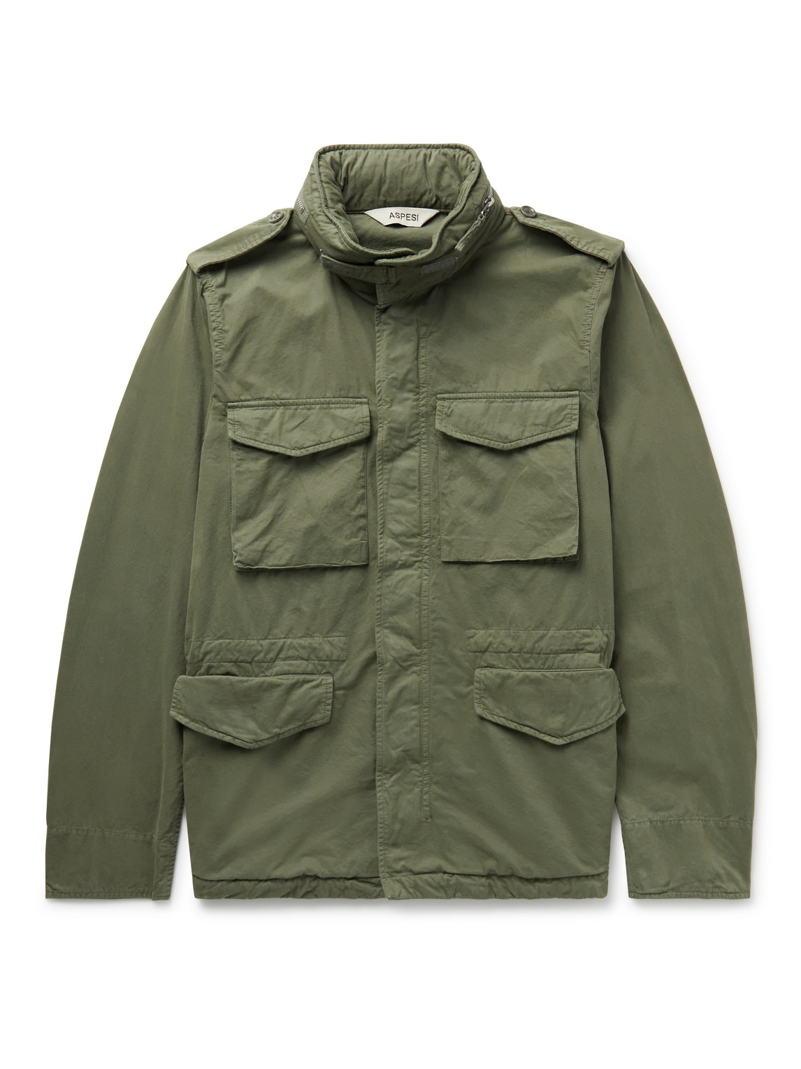 Aspesi Brushed Cotton-gabardine Field Jacket In Green ModeSens