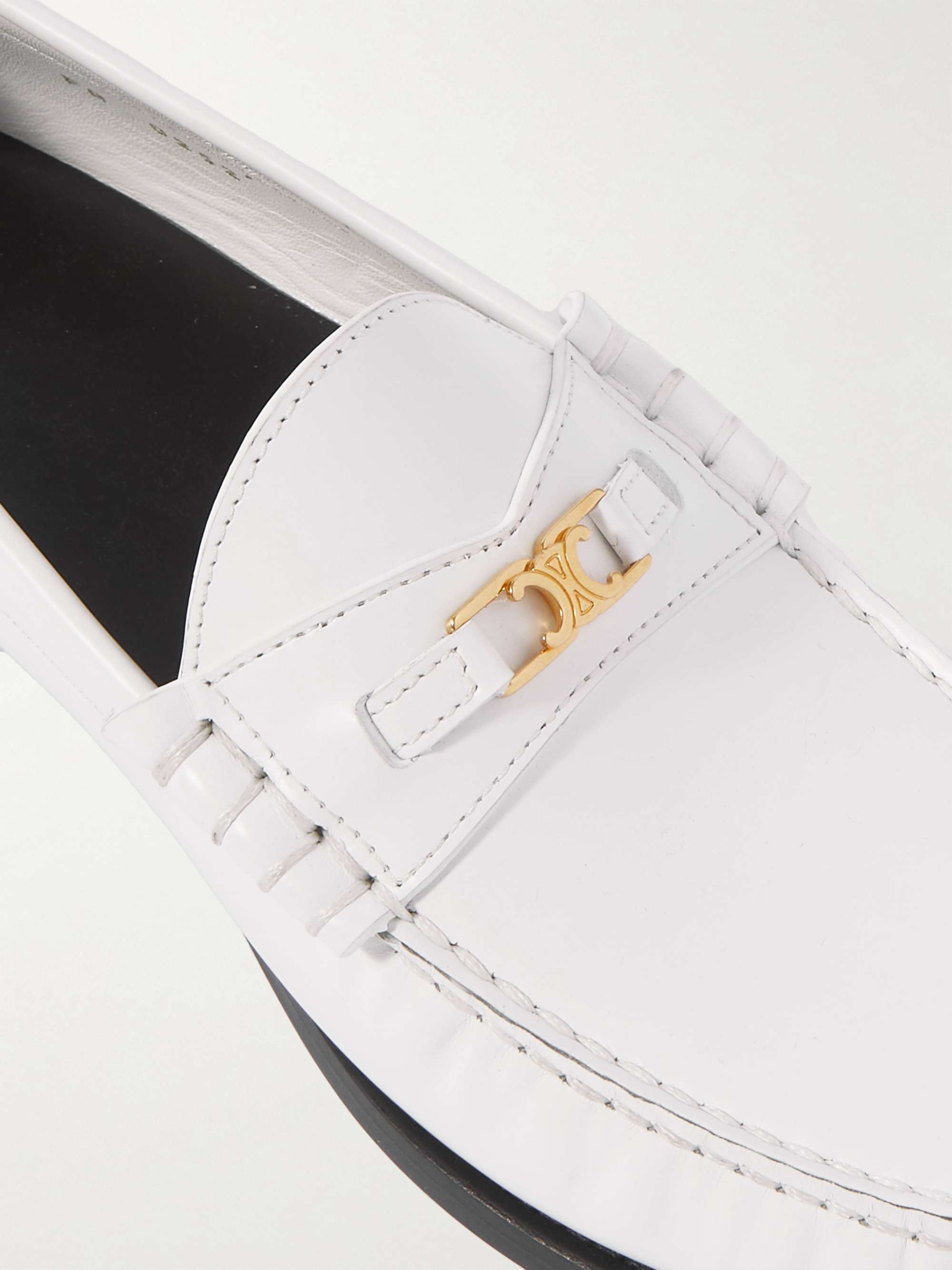 CELINE HOMME Triomphe Logo-Embellished Polished-Leather Loafers