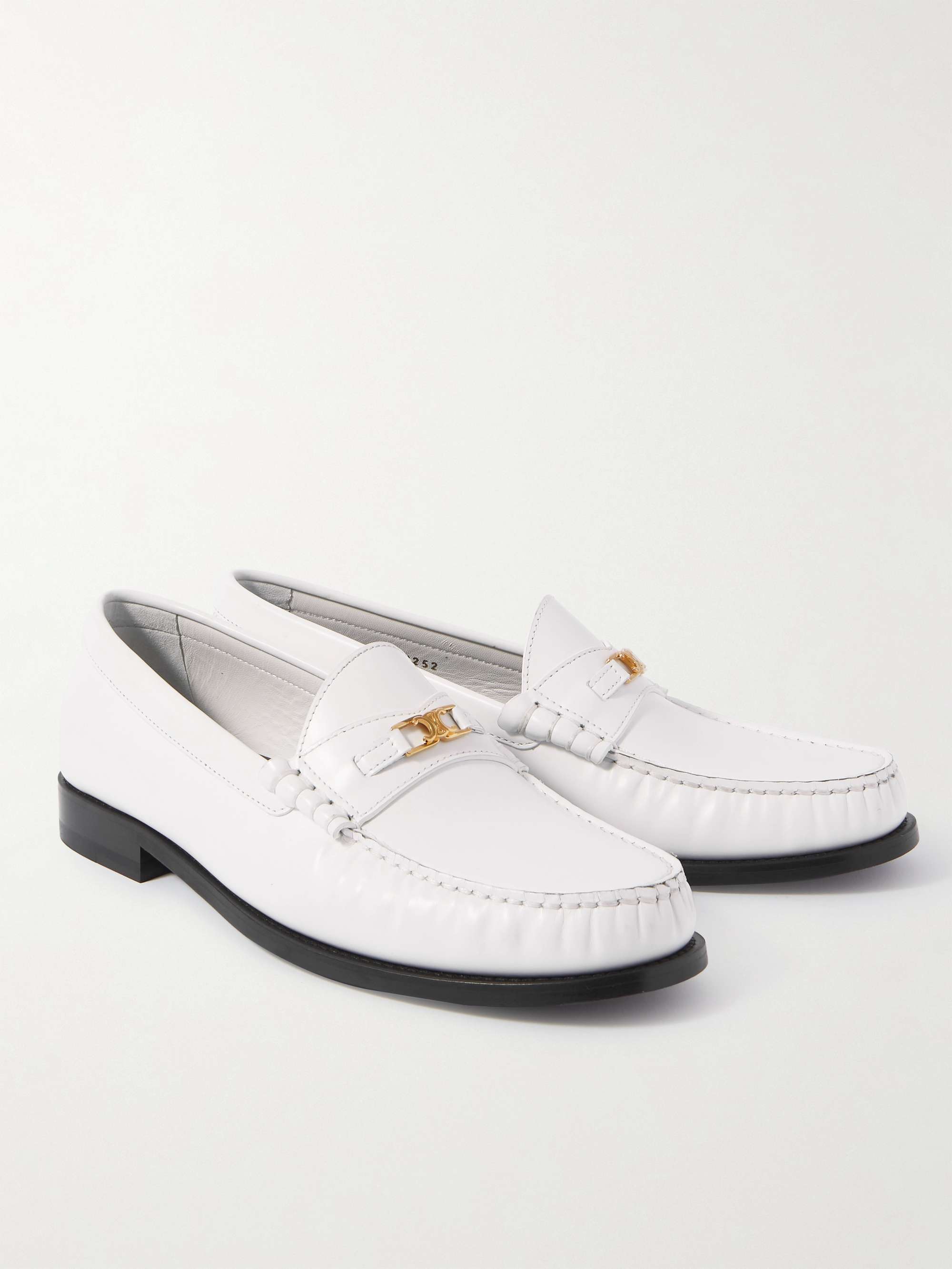 CELINE HOMME Triomphe Logo-Embellished Polished-Leather Loafers
