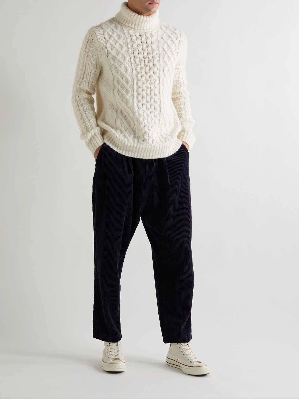 Shop Alex Mill Cable-knit Rollneck Sweater In Neutrals
