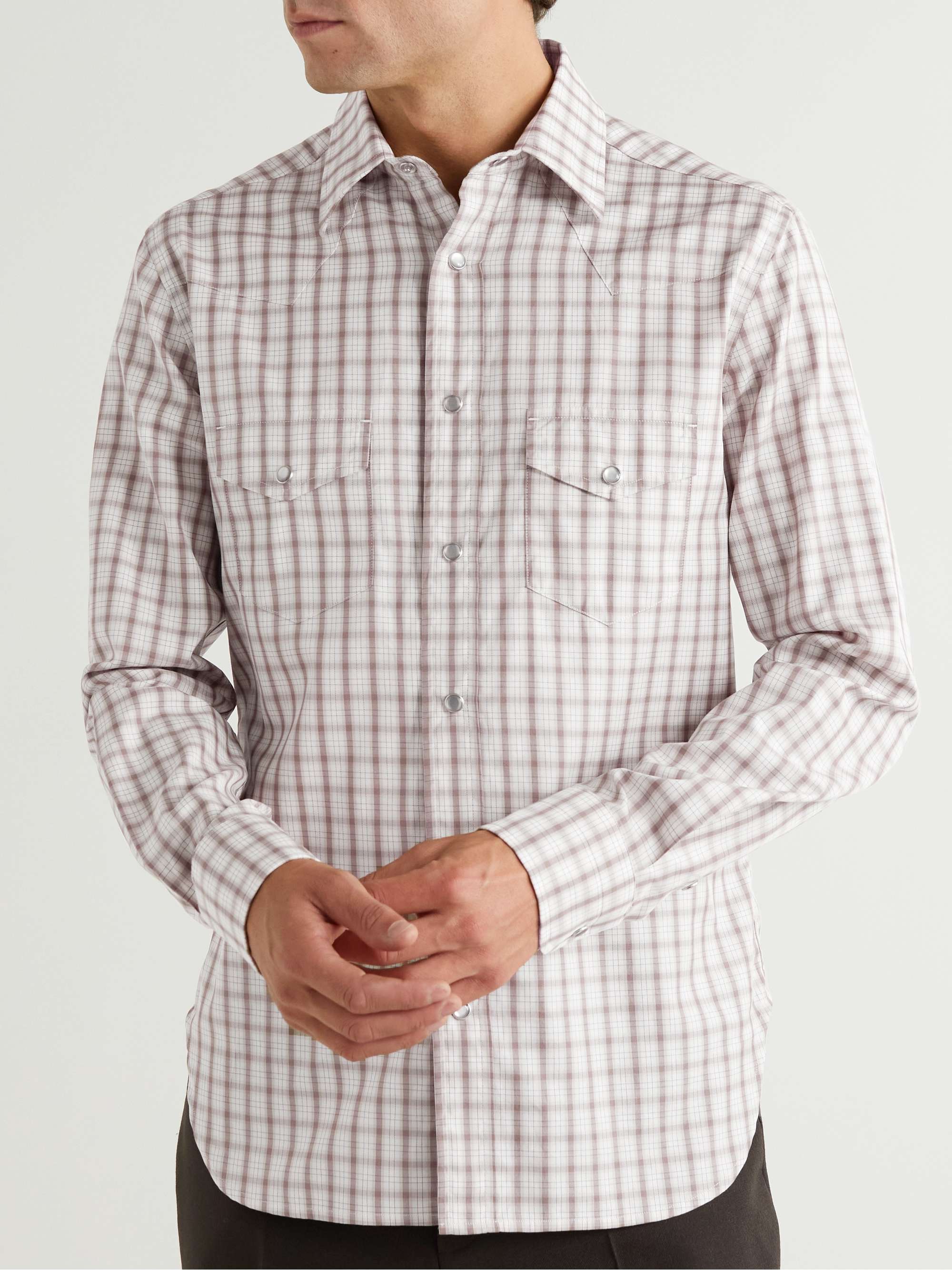 TOM FORD Slim-Fit Gingham Cotton-Poplin Western Shirt