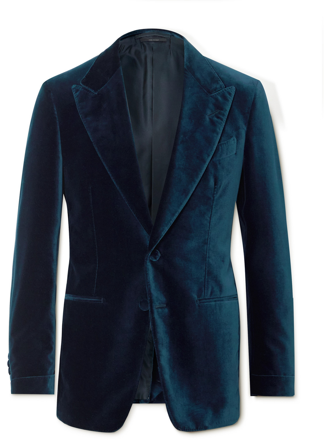 Tom Ford Slim-fit Cotton-velvet Blazer In Blue