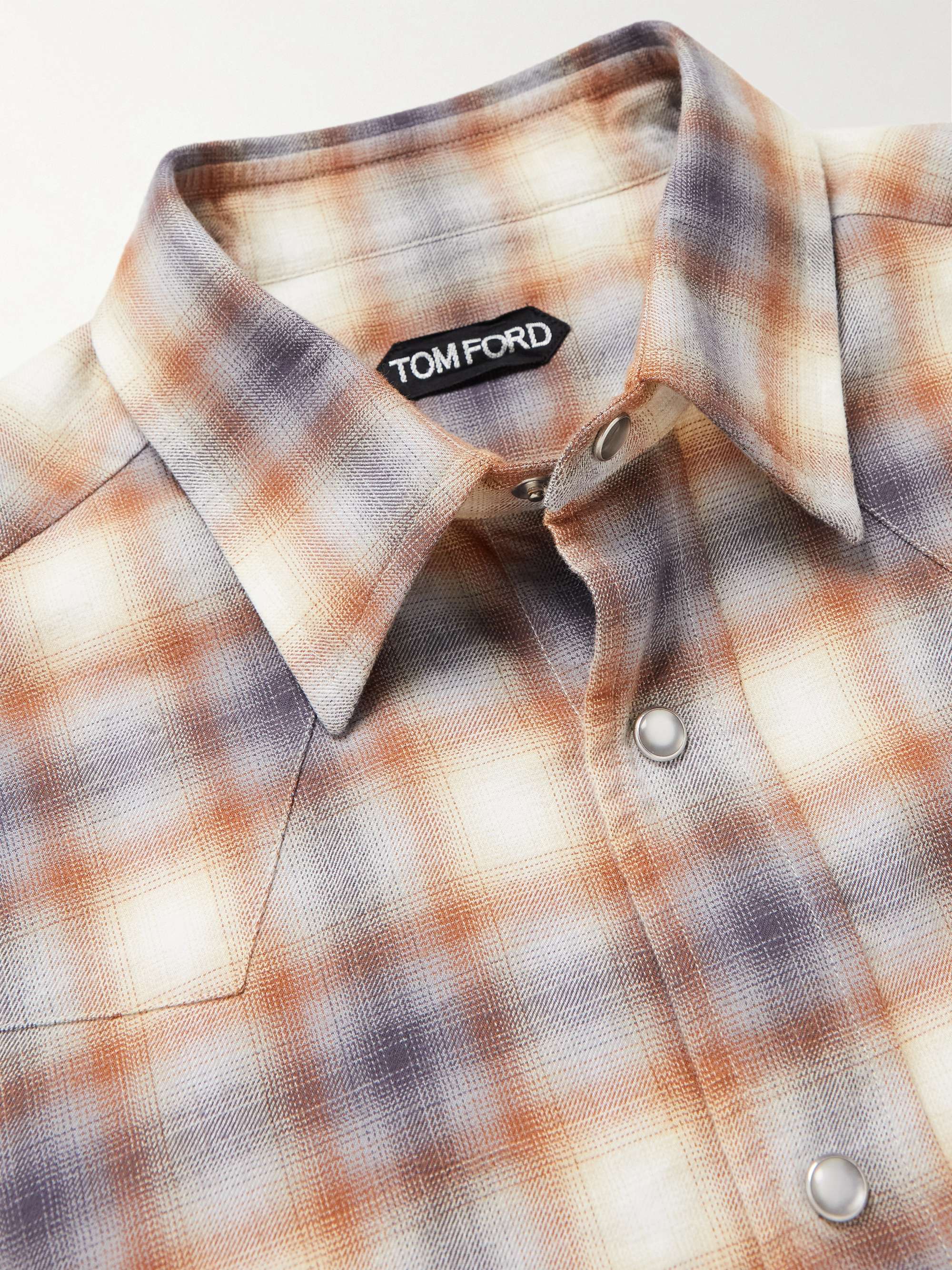 TOM FORD Slim-Fit Checked Cotton-Flannel Western Shirt