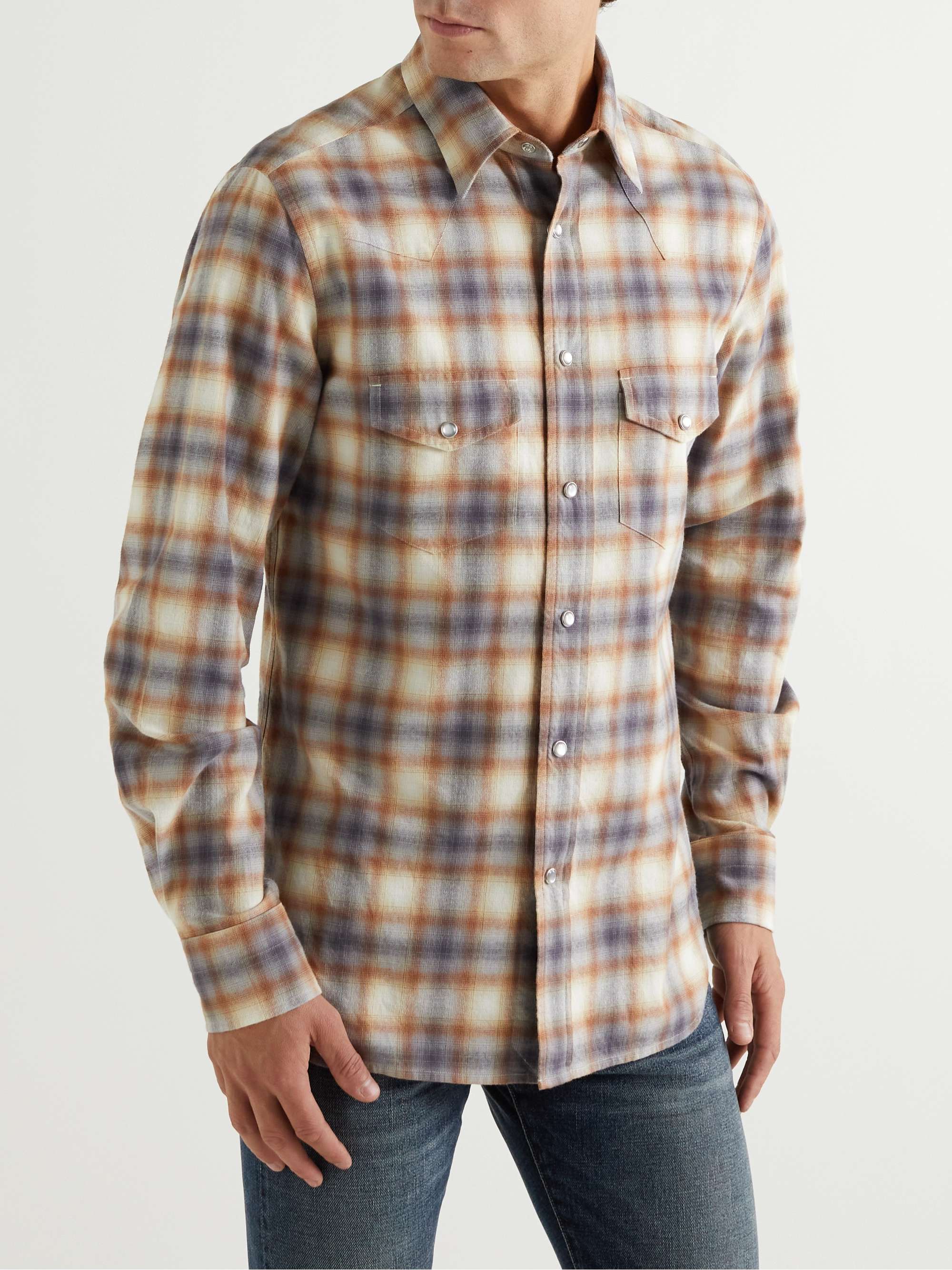 TOM FORD Slim-Fit Checked Cotton-Flannel Western Shirt