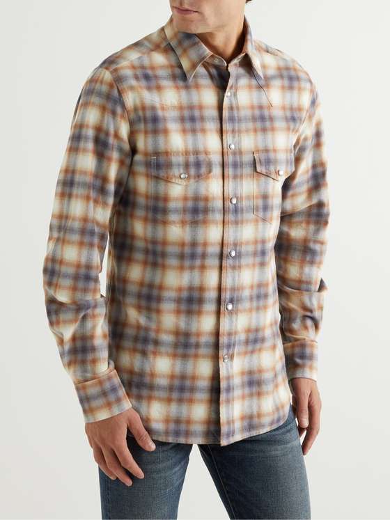 TOM FORD SlimFit Checked CottonFlannel Western Shirt for Men MR PORTER