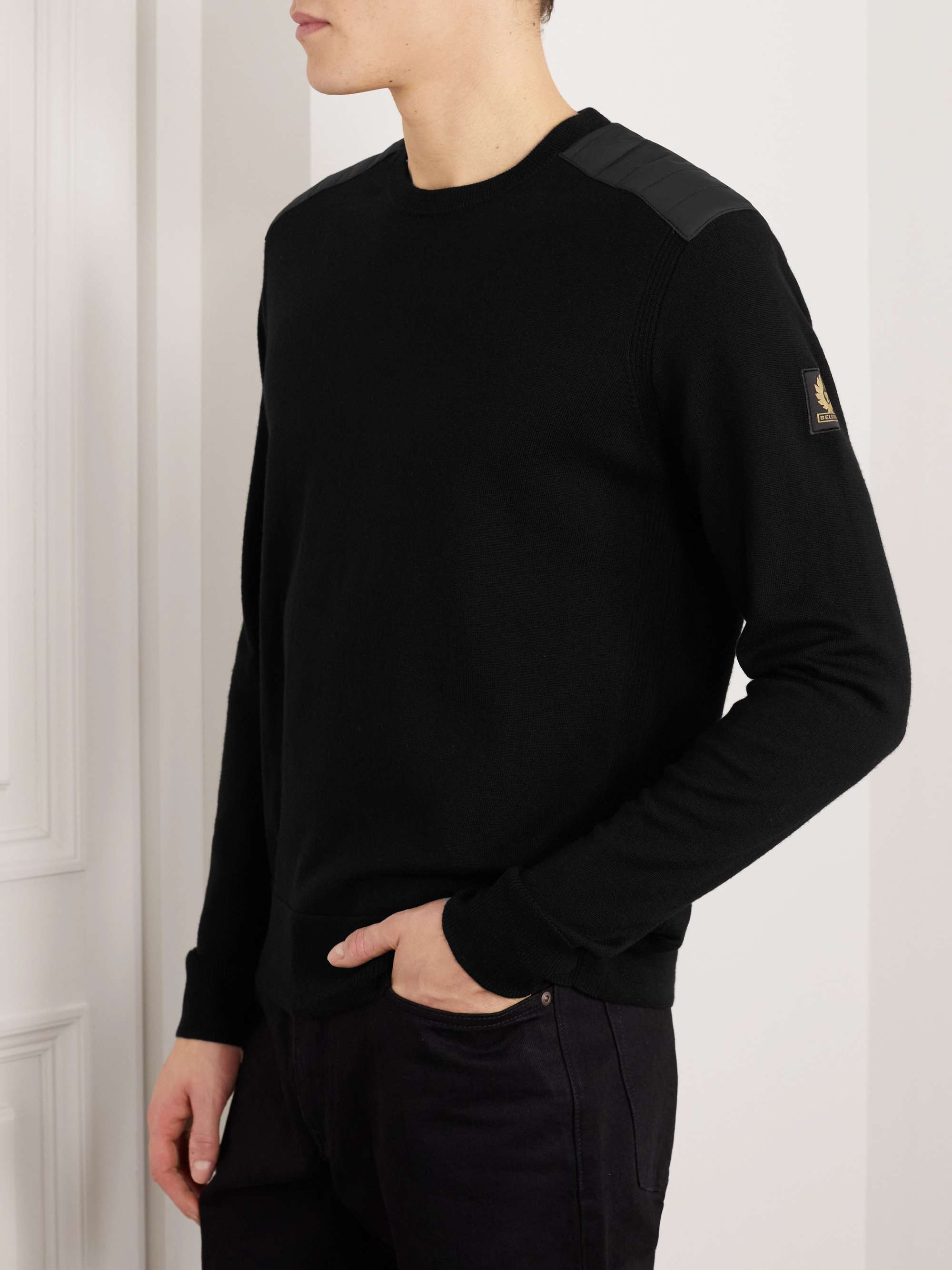 BELSTAFF Kerrigan Ribbed Panelled Merino Wool Sweater