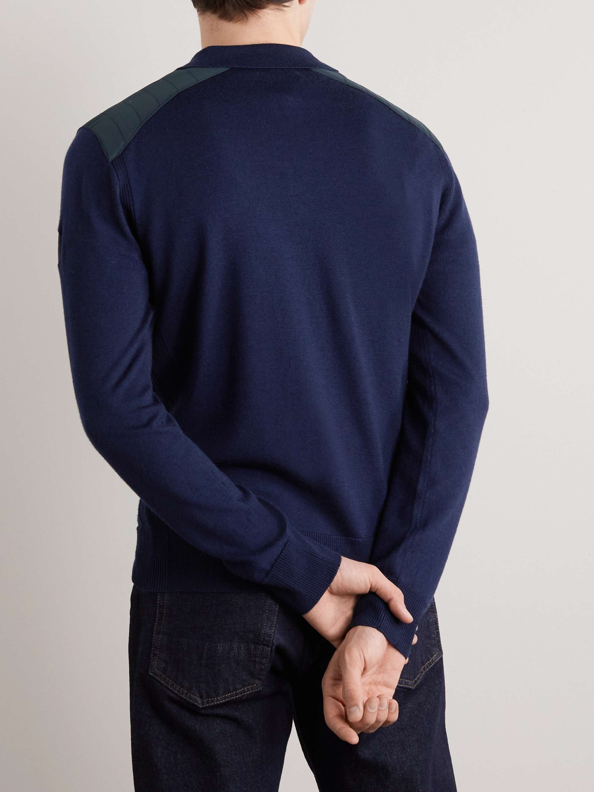 BELSTAFF Slim-Fit Padded Shell-Trimmed Merino Wool Half-Zip Polo Shirt