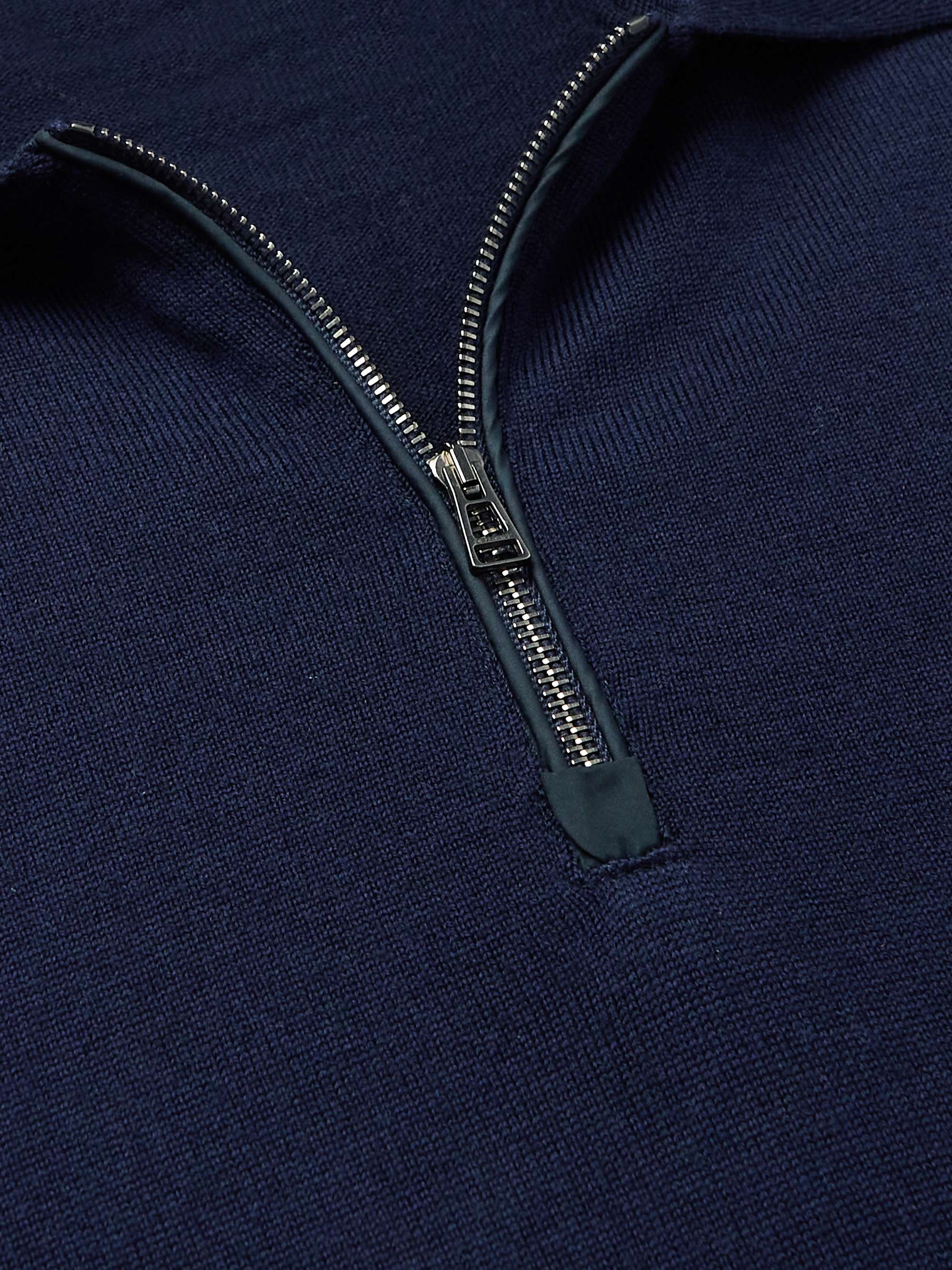 BELSTAFF Slim-Fit Padded Shell-Trimmed Merino Wool Half-Zip Polo Shirt
