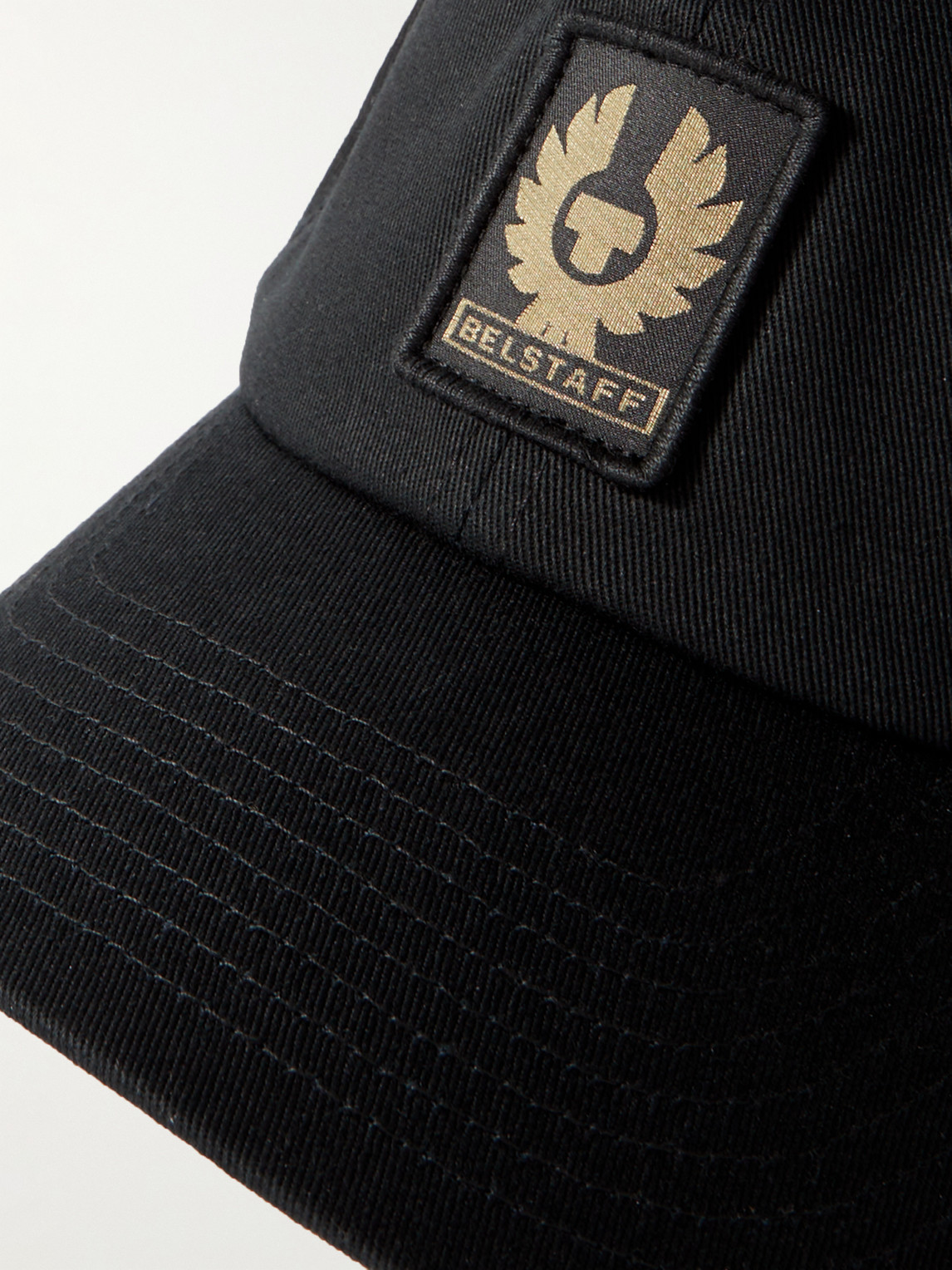 Shop Belstaff Phoenix Logo-appliqued Cotton-twill Cap In Black