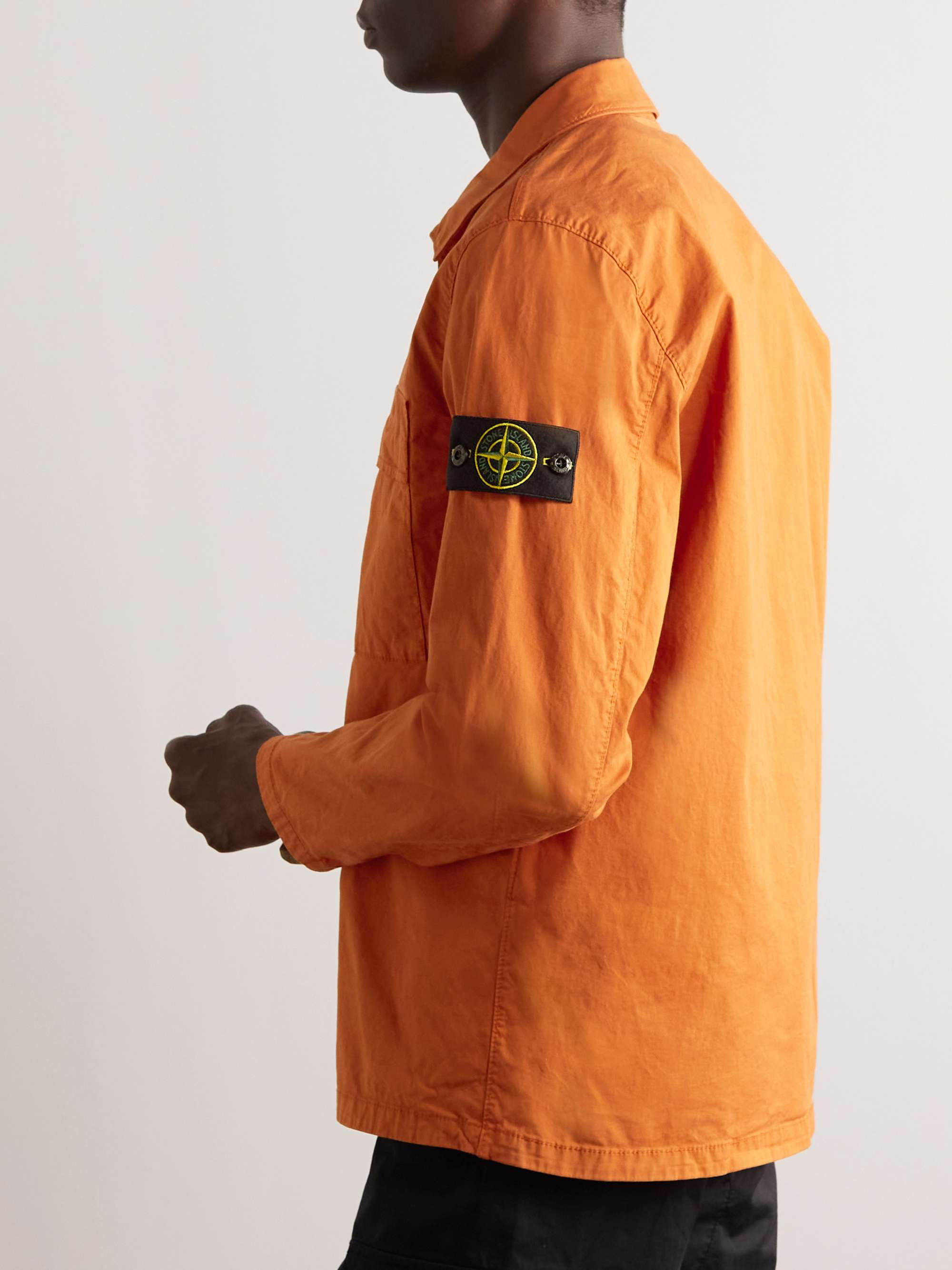 STONE ISLAND Logo-Appliquéd Cotton-Blend Twill Overshirt